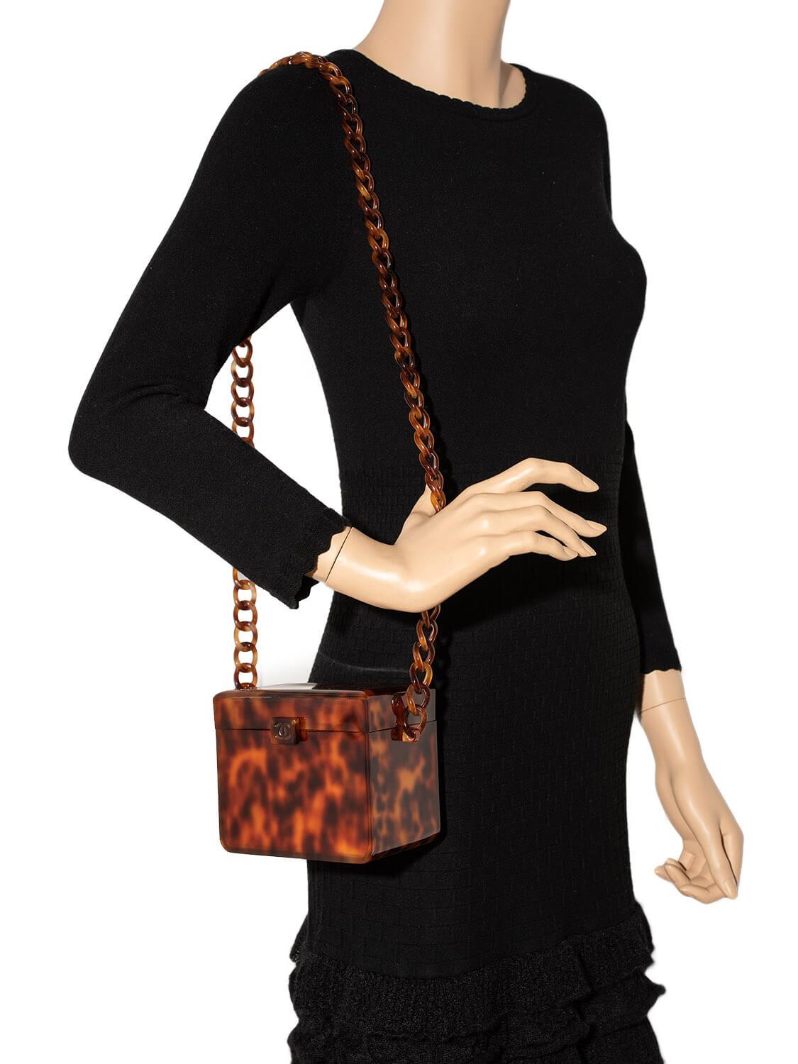 Chanel Tortoiseshell Plexiglass Mini Box Bag Brown