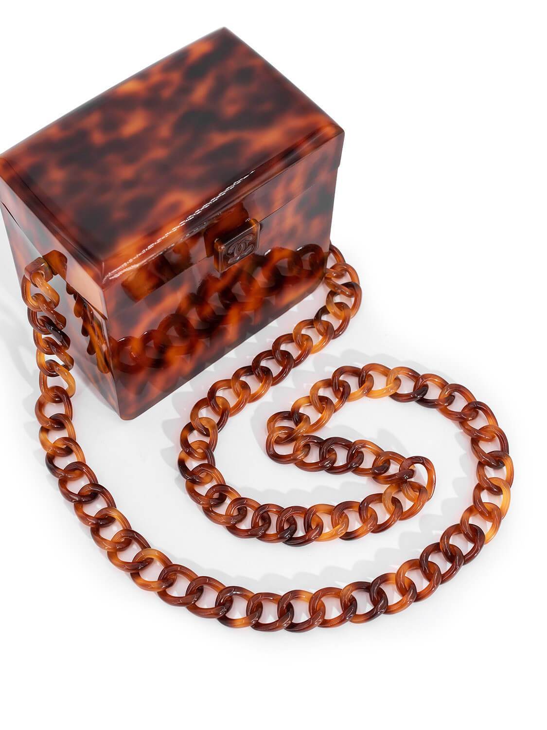 Chanel Tortoiseshell Plexiglass Mini Box Bag Brown