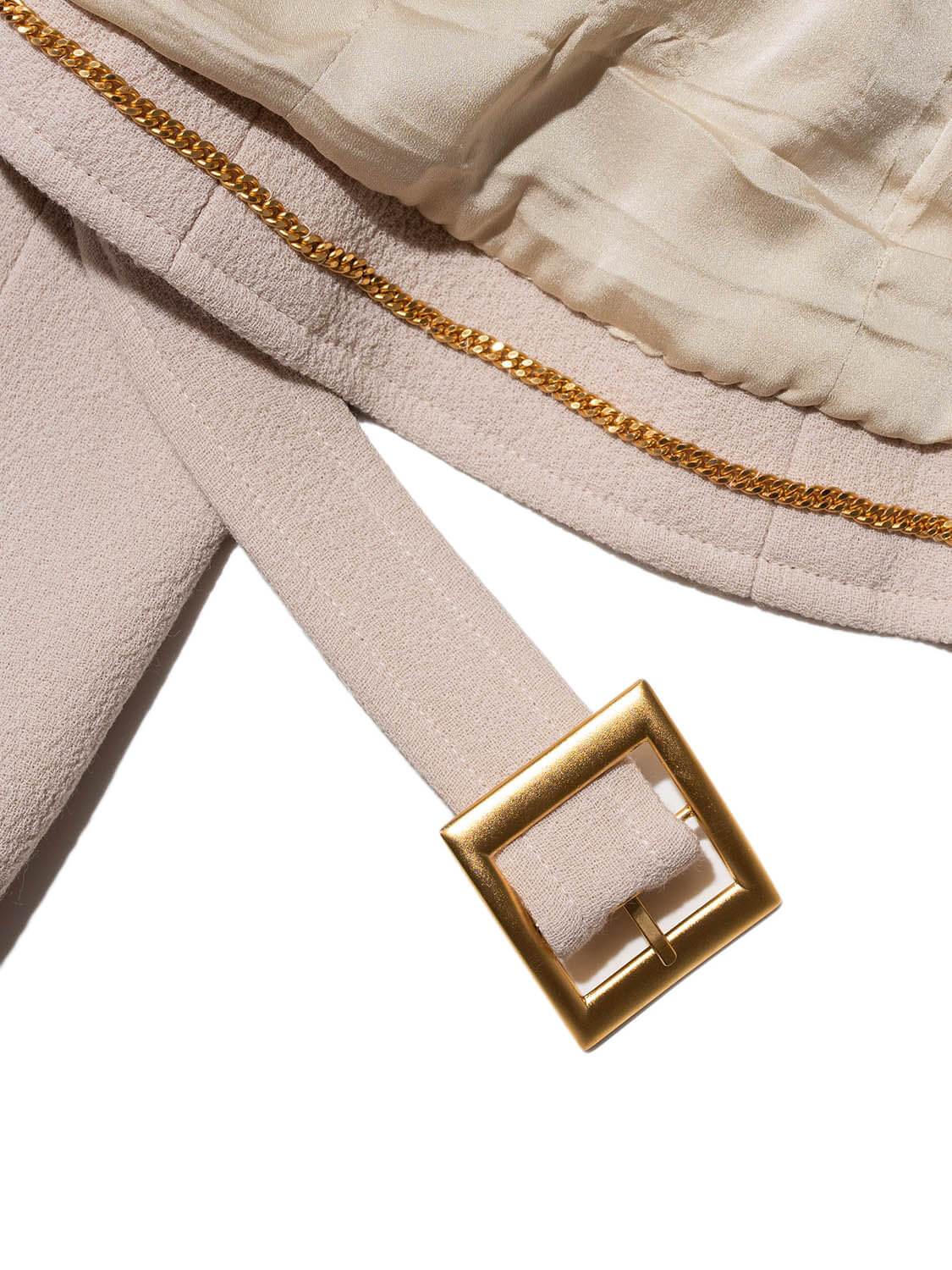 Chanel Tweed Belted Jacket Beige