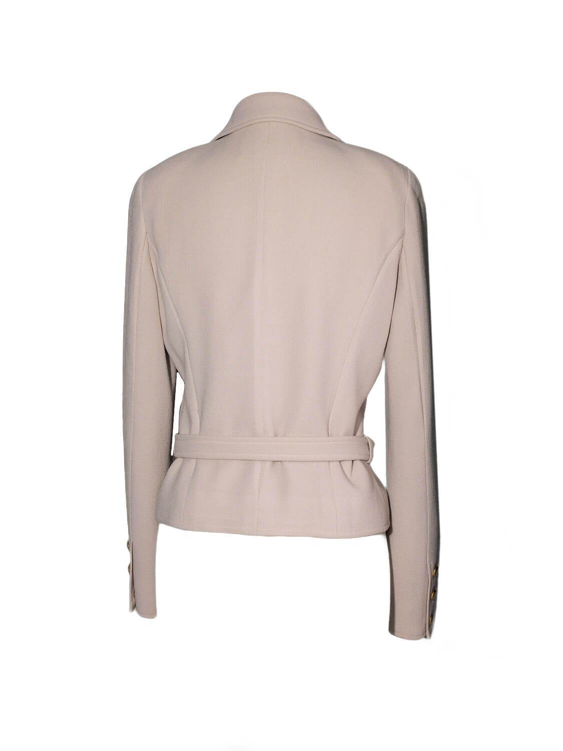 Chanel Tweed Belted Jacket Beige