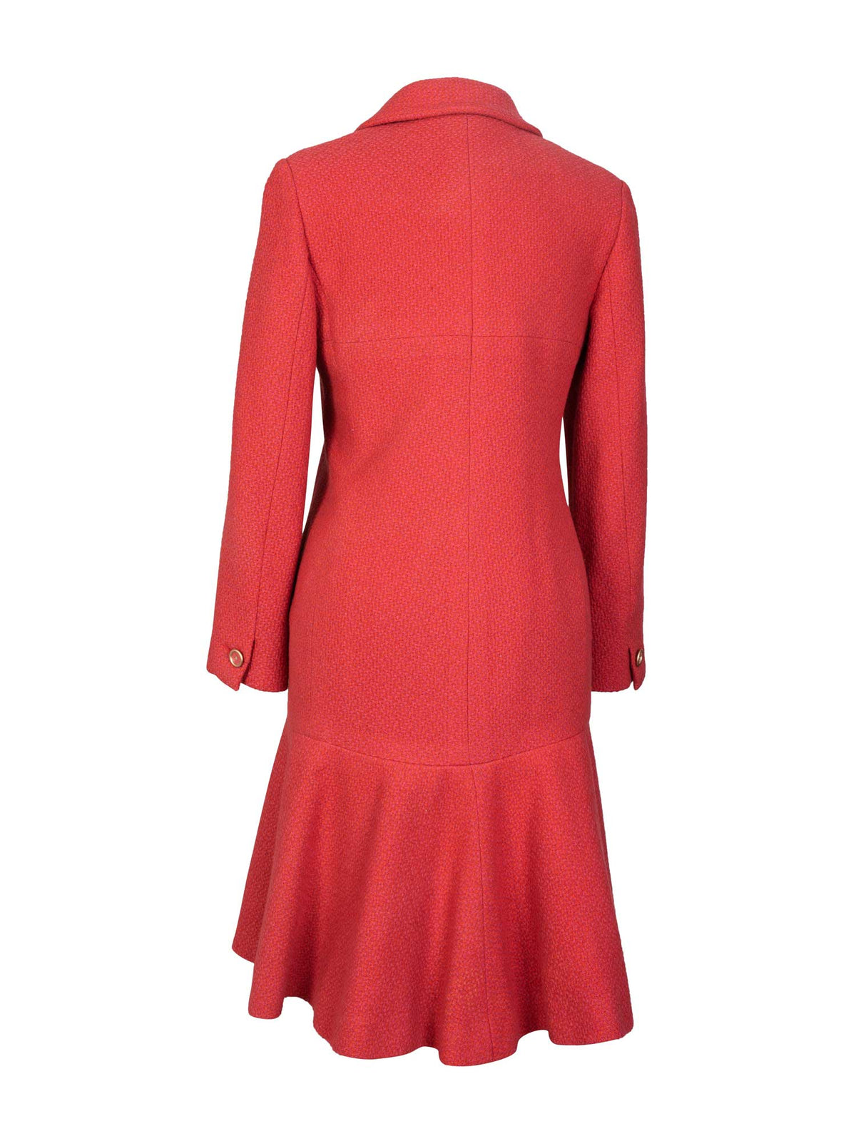 Chanel Tweed CC Logo Button Down Dress Red