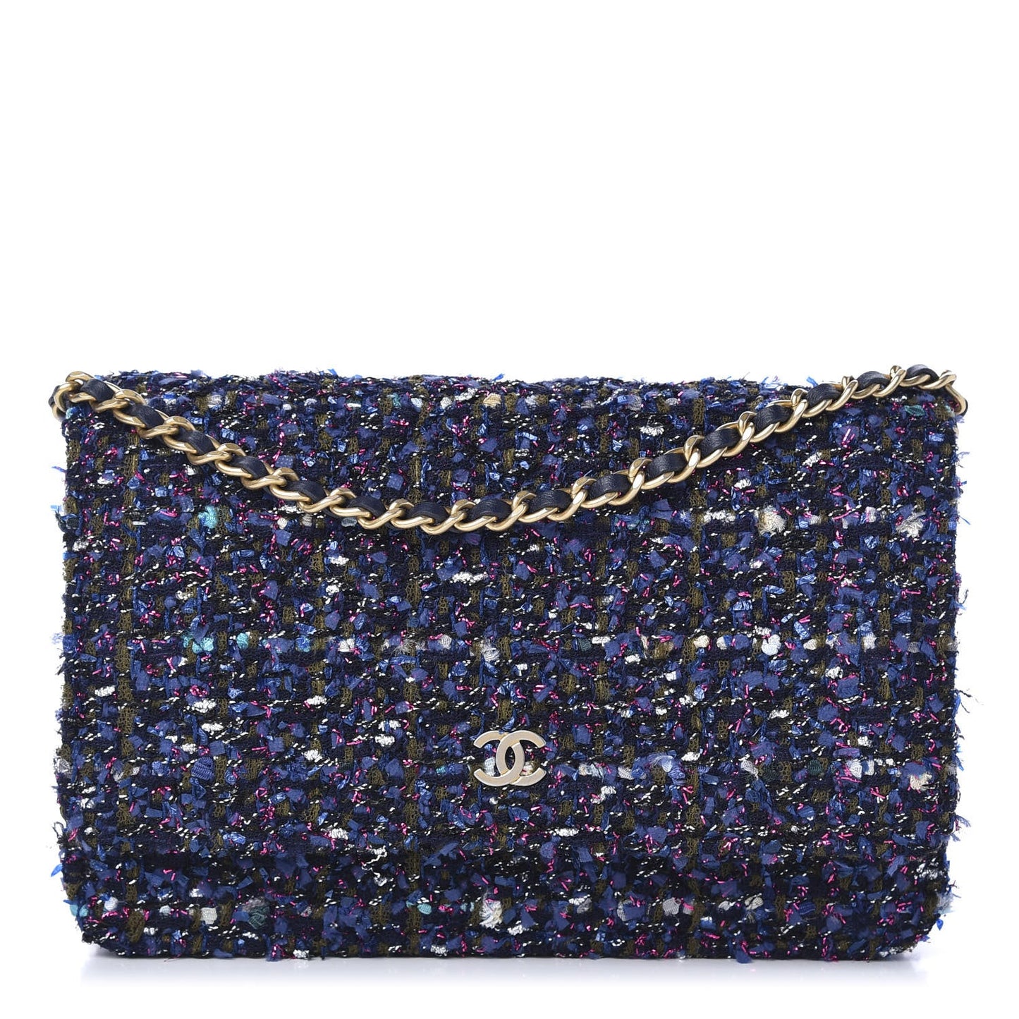 CHANEL TWEED CHARMS WALLET ON CHAIN