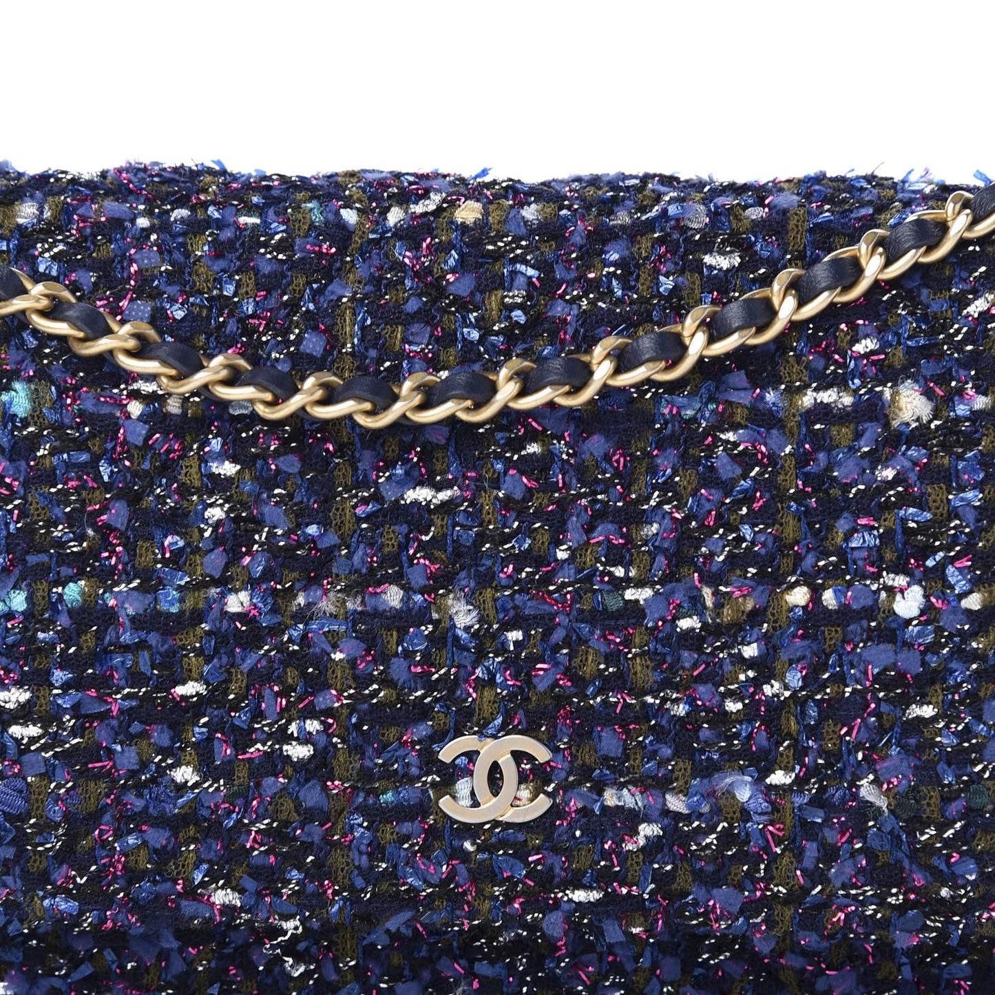 CHANEL TWEED CHARMS WALLET ON CHAIN