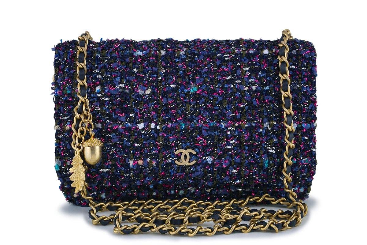 CHANEL TWEED CHARMS WALLET ON CHAIN