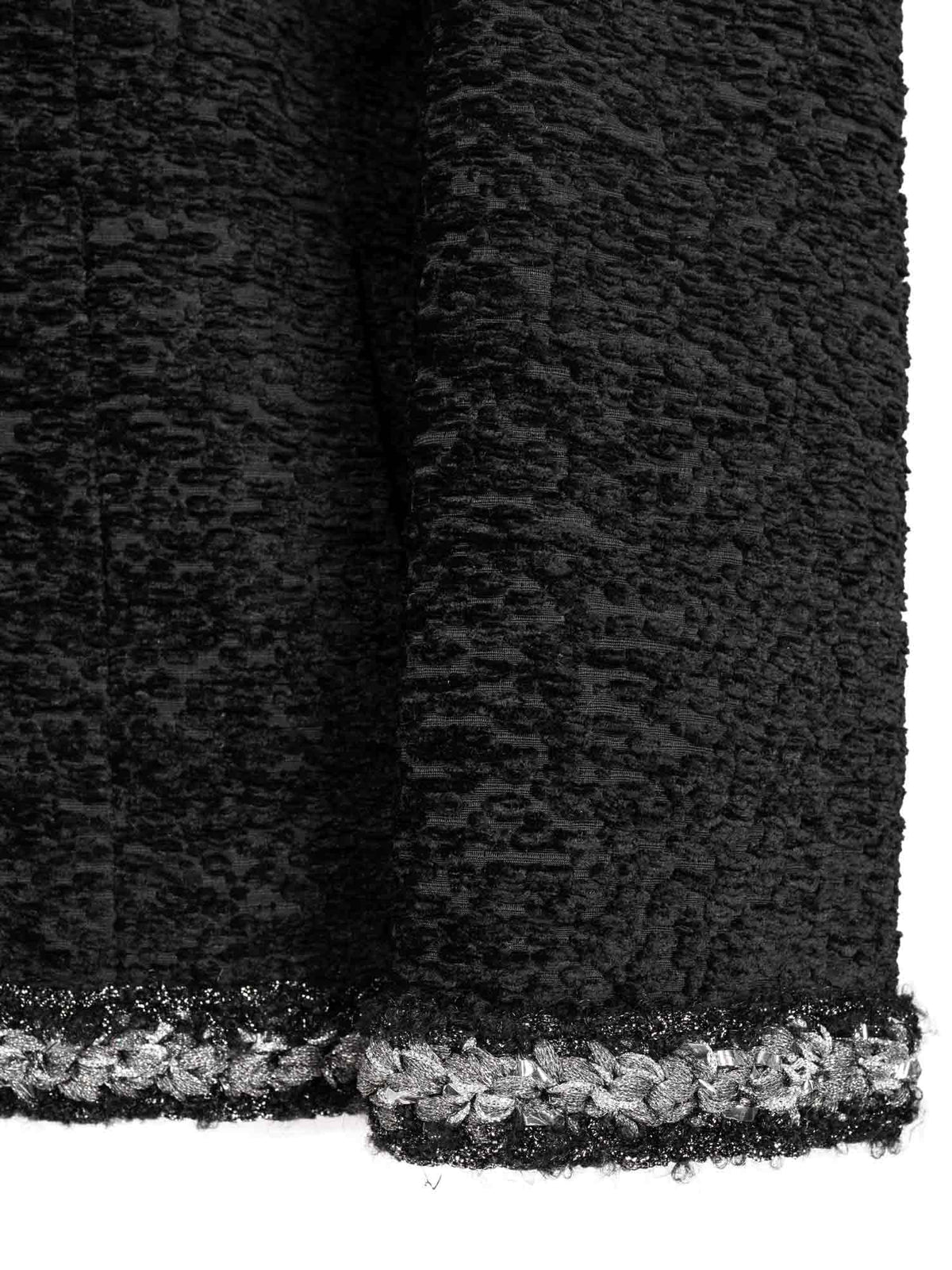 Chanel Tweed Fringe Fitted Jacket Black