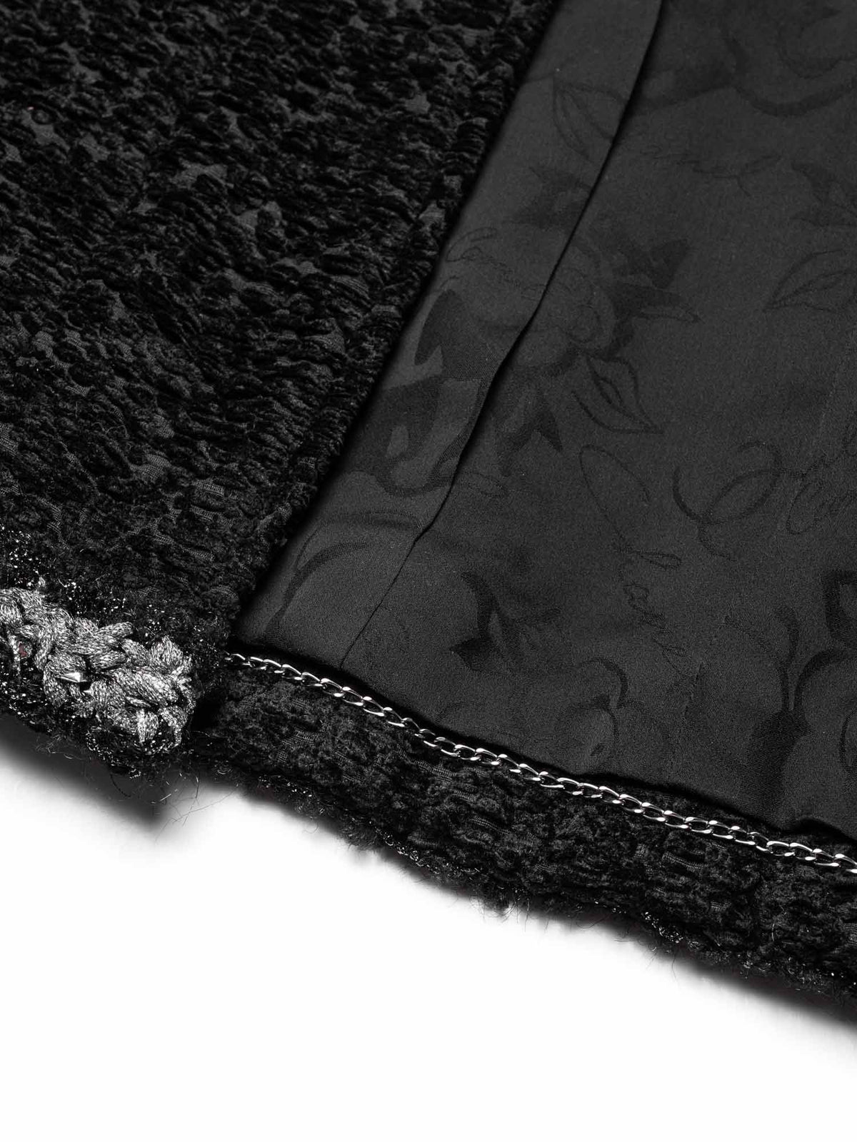 Chanel Tweed Fringe Fitted Jacket Black