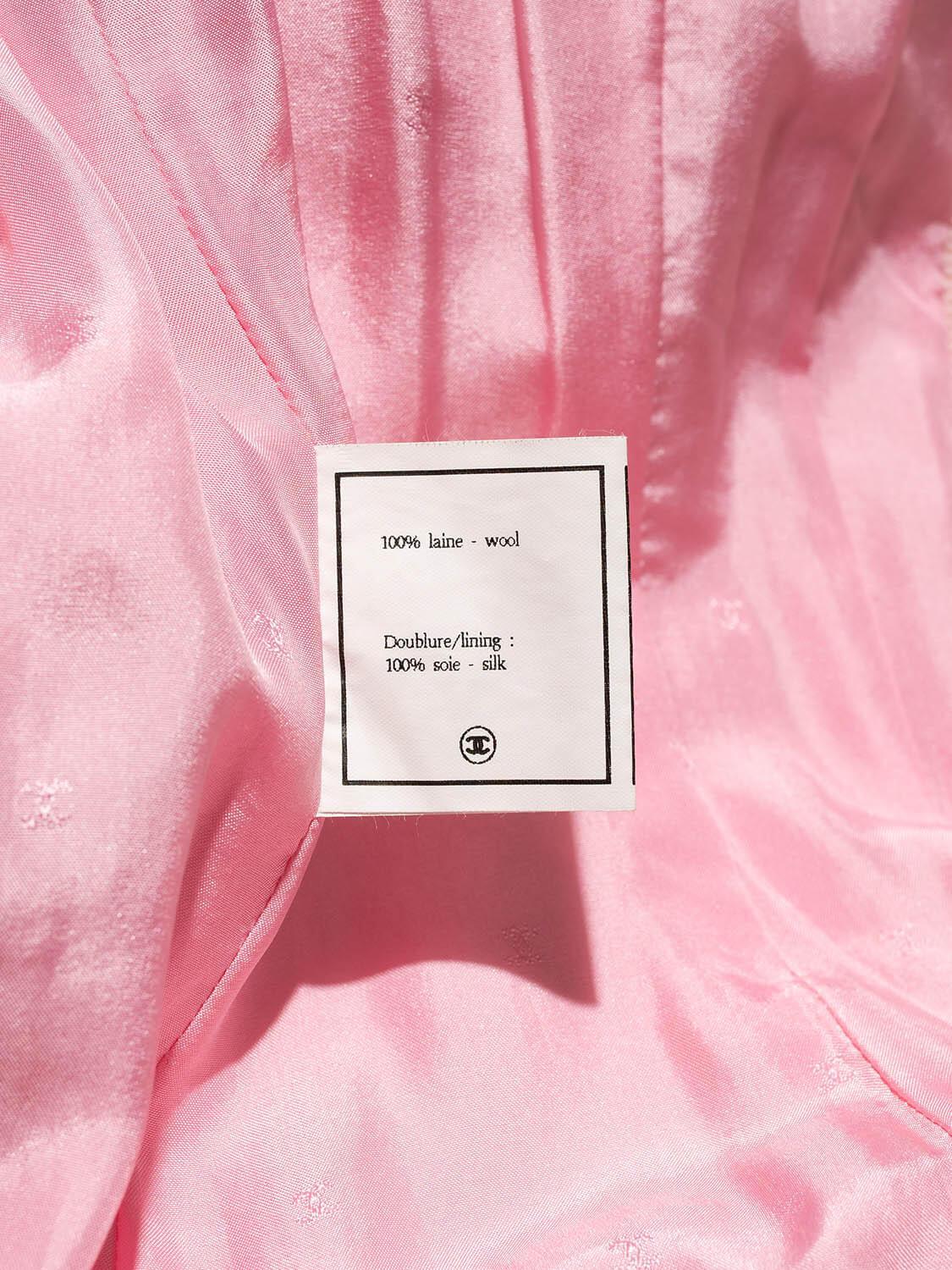 Chanel Tweed Fringe Fitted Jacket Pink