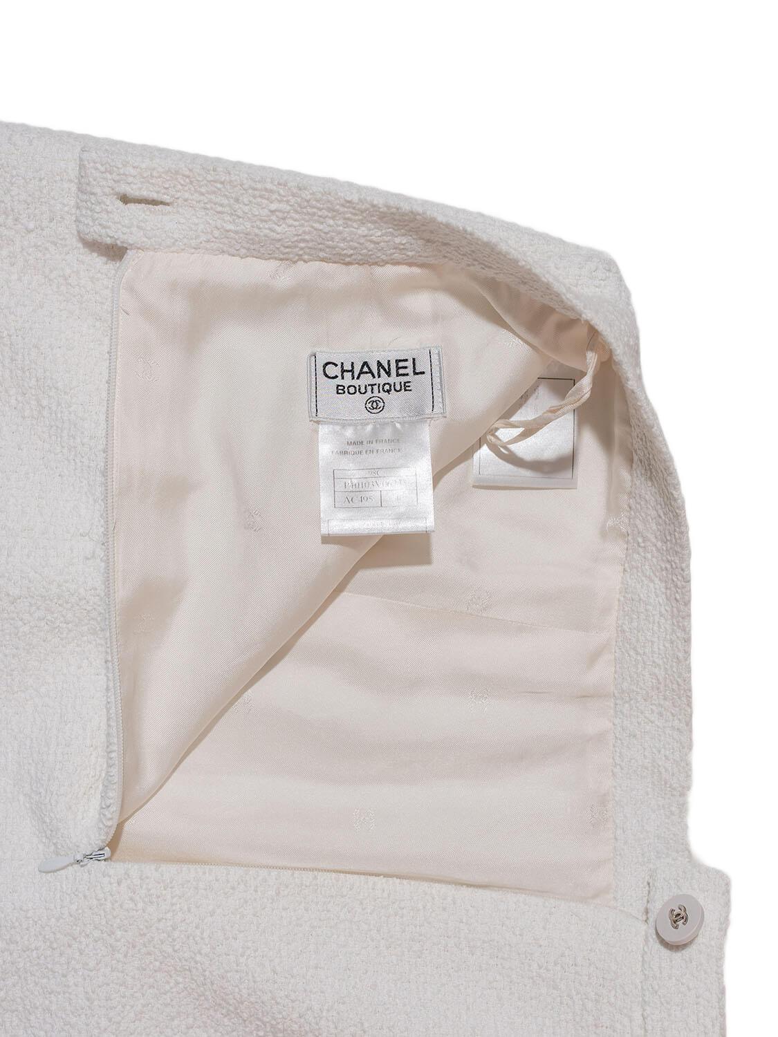 Chanel Tweed Mini Skirt White