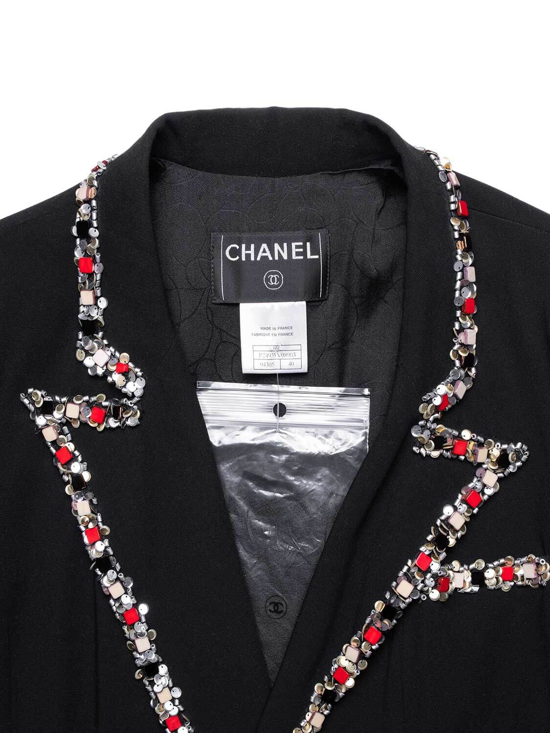 Chanel Tweed Paris-Bombay Crest Beaded Jacket Black