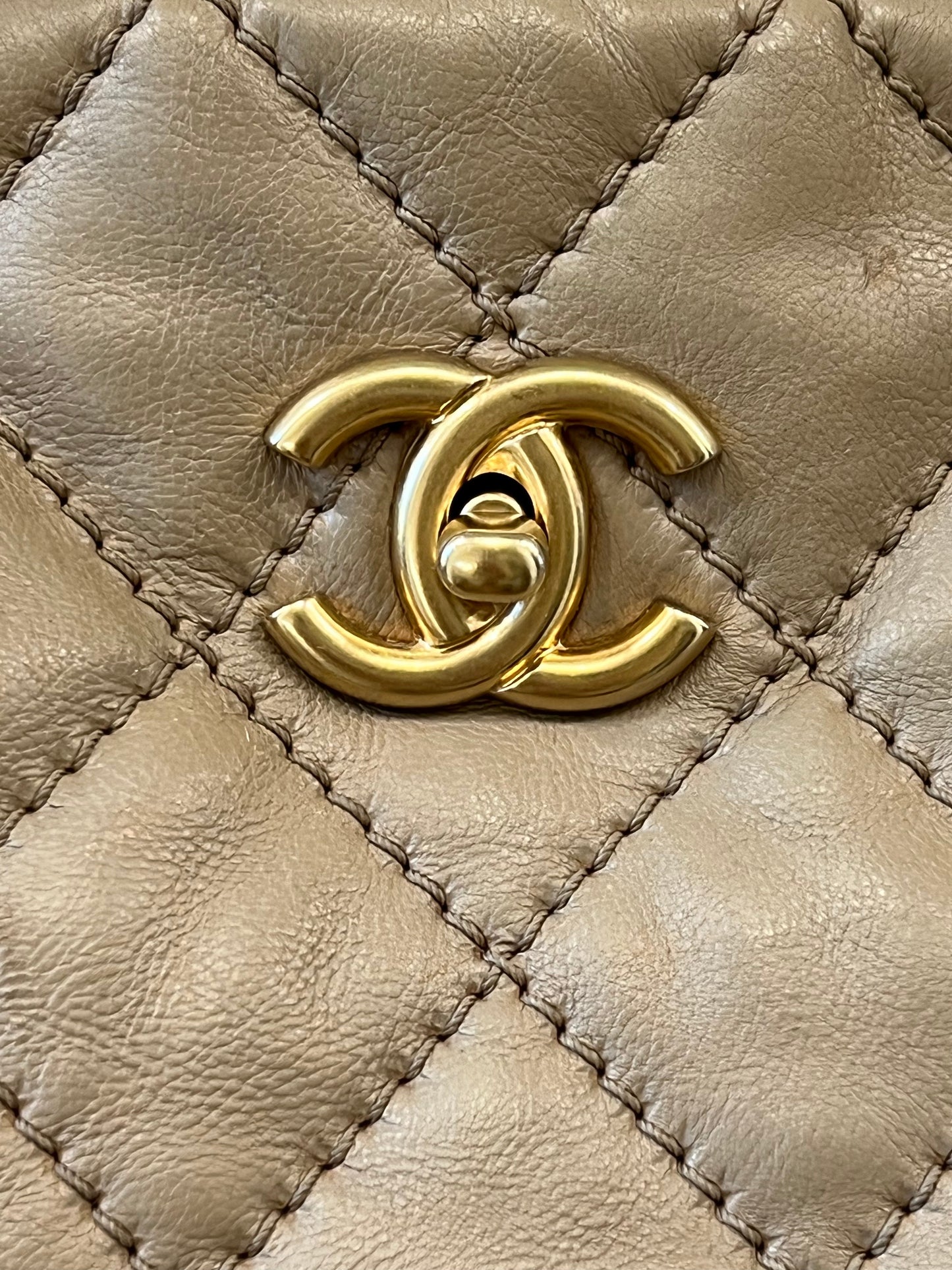CHANEL CC WILD STITCH CALFSKIN LEATHER TOTE BAG