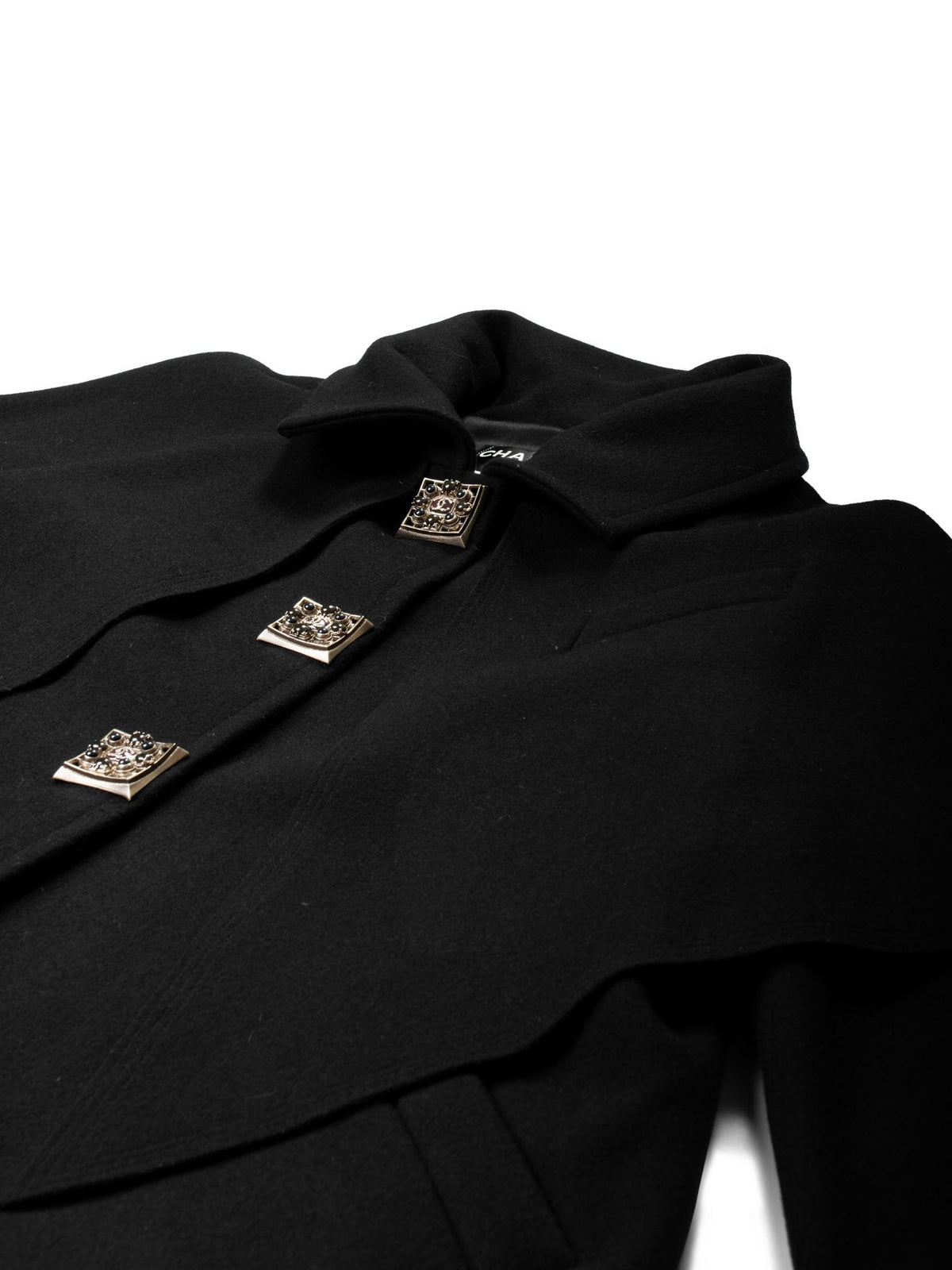 Chanel Wool Paris Byzance Gripoix Coat Black