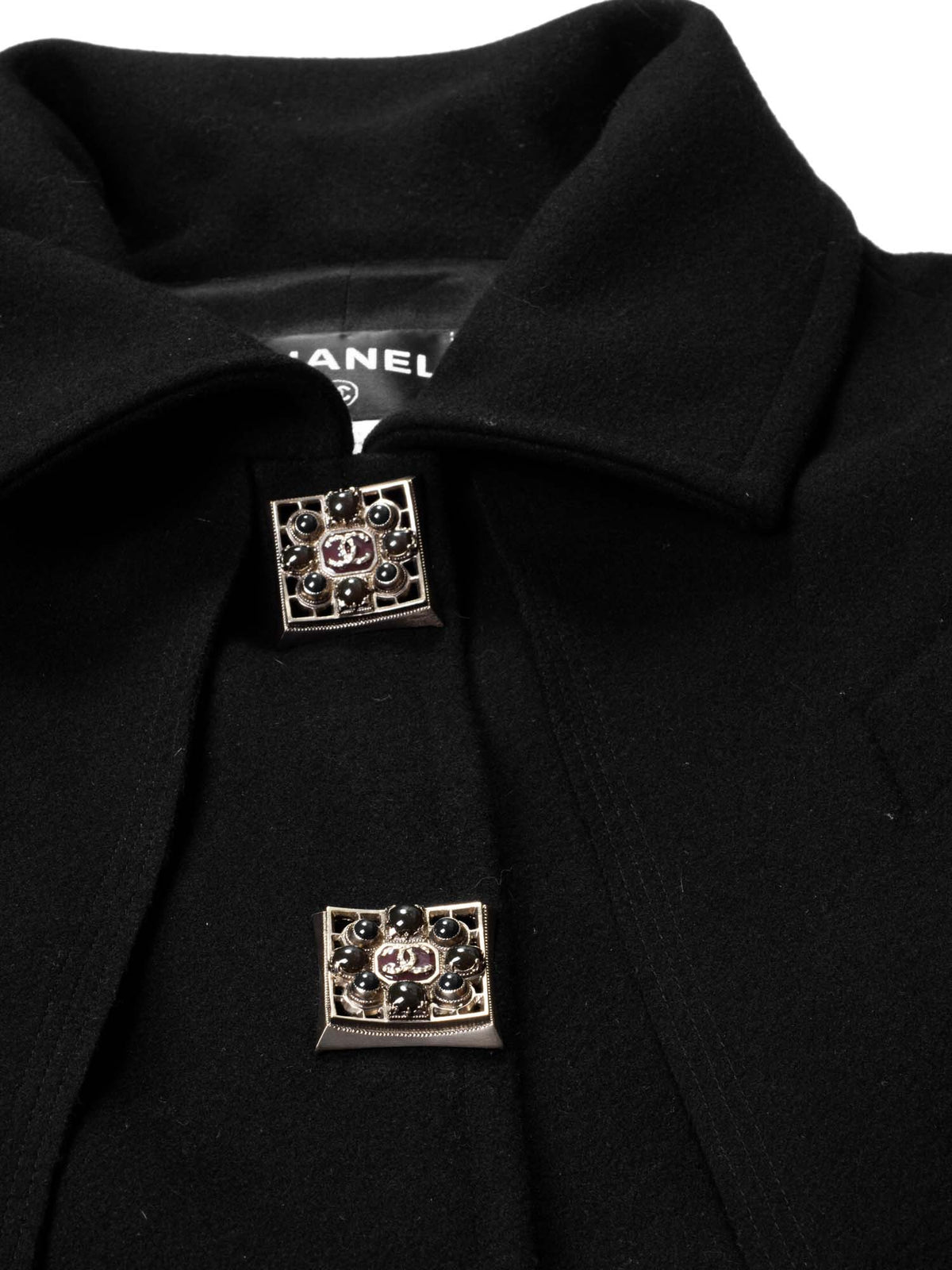 Chanel Wool Paris Byzance Gripoix Coat Black