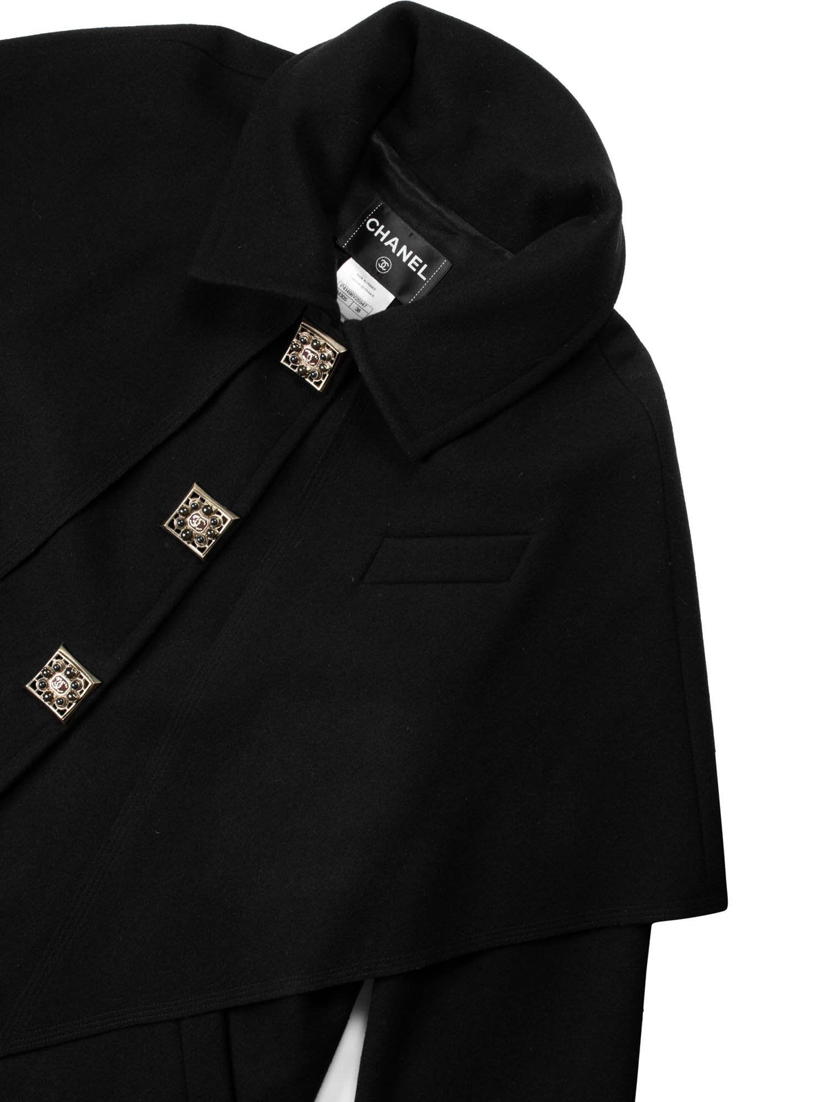 Chanel Wool Paris Byzance Gripoix Coat Black