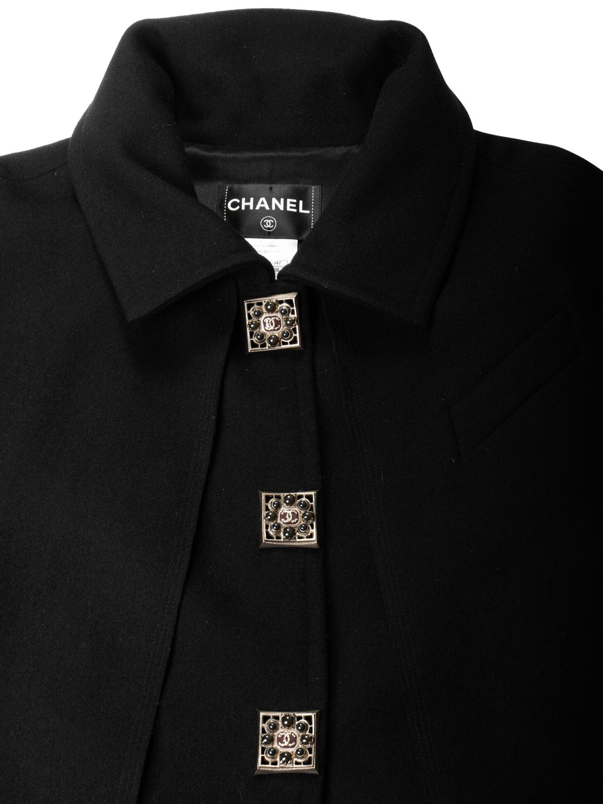 Chanel Wool Paris Byzance Gripoix Coat Black