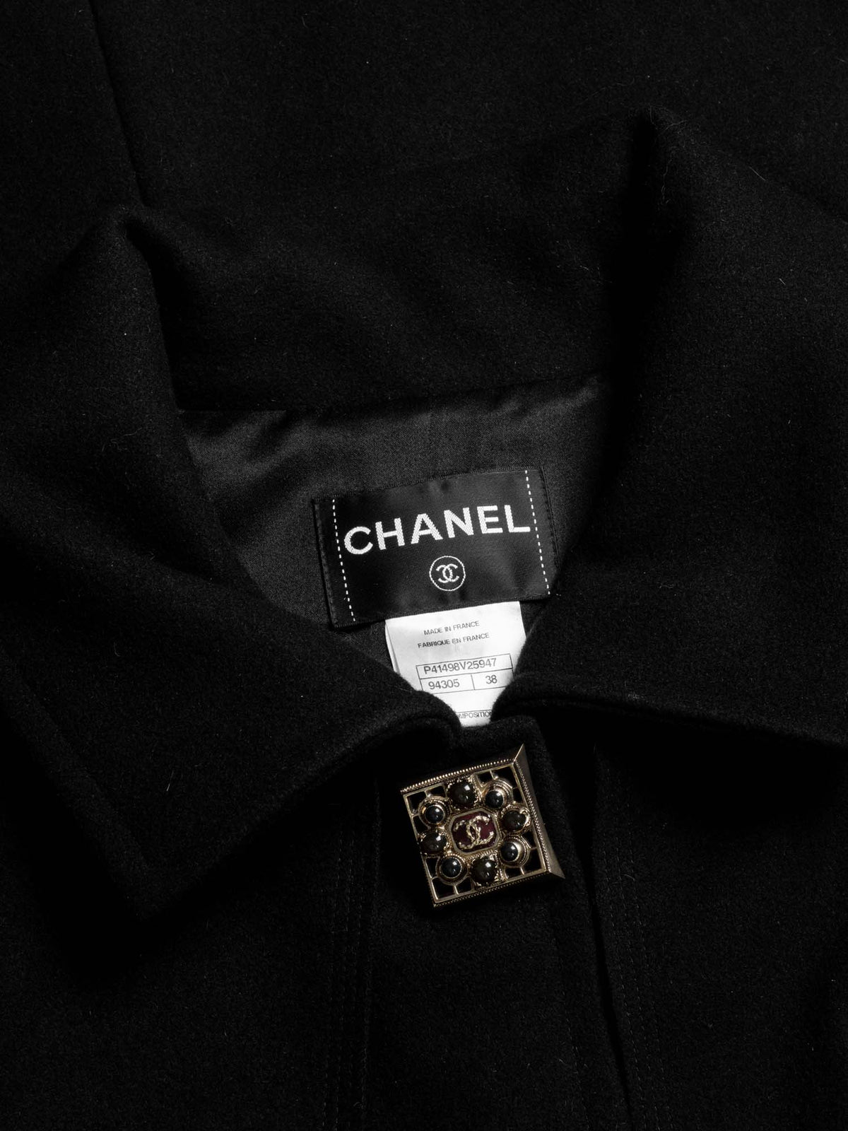 Chanel Wool Paris Byzance Gripoix Coat Black