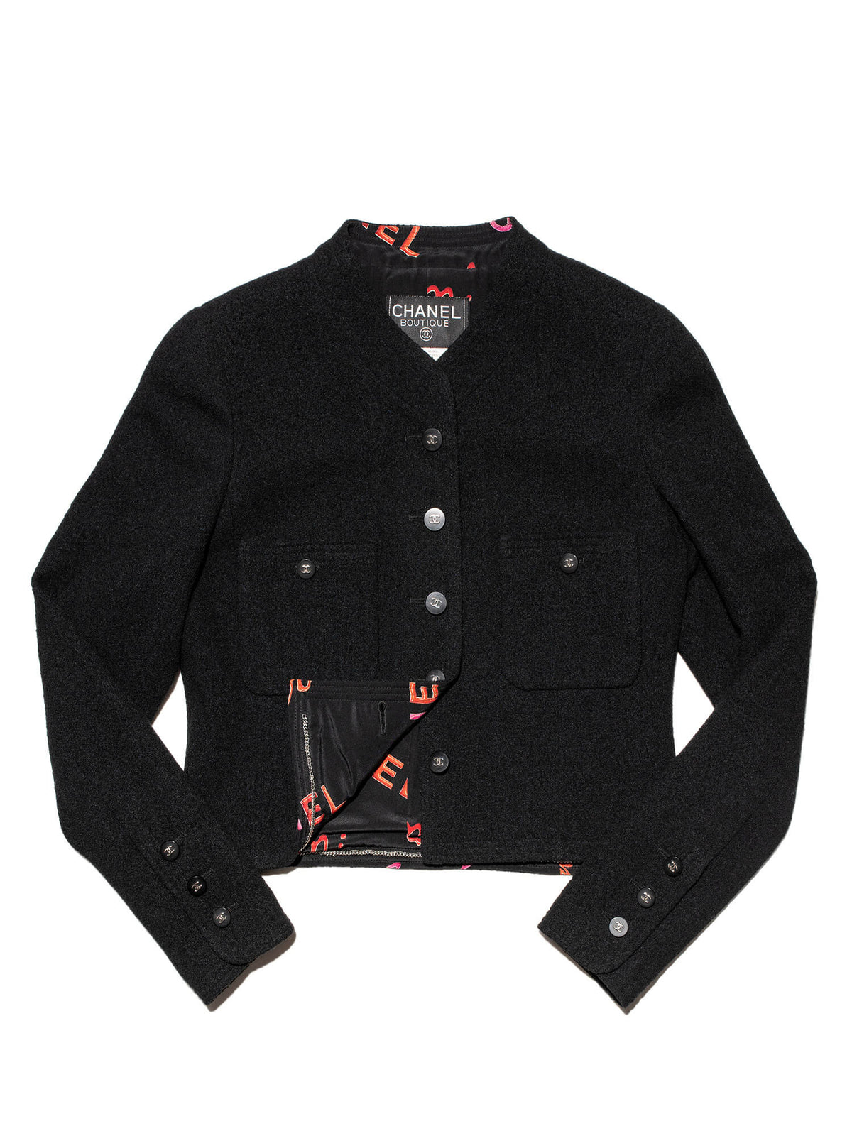 Chanel Wool Tweed Fitted Jacket Black