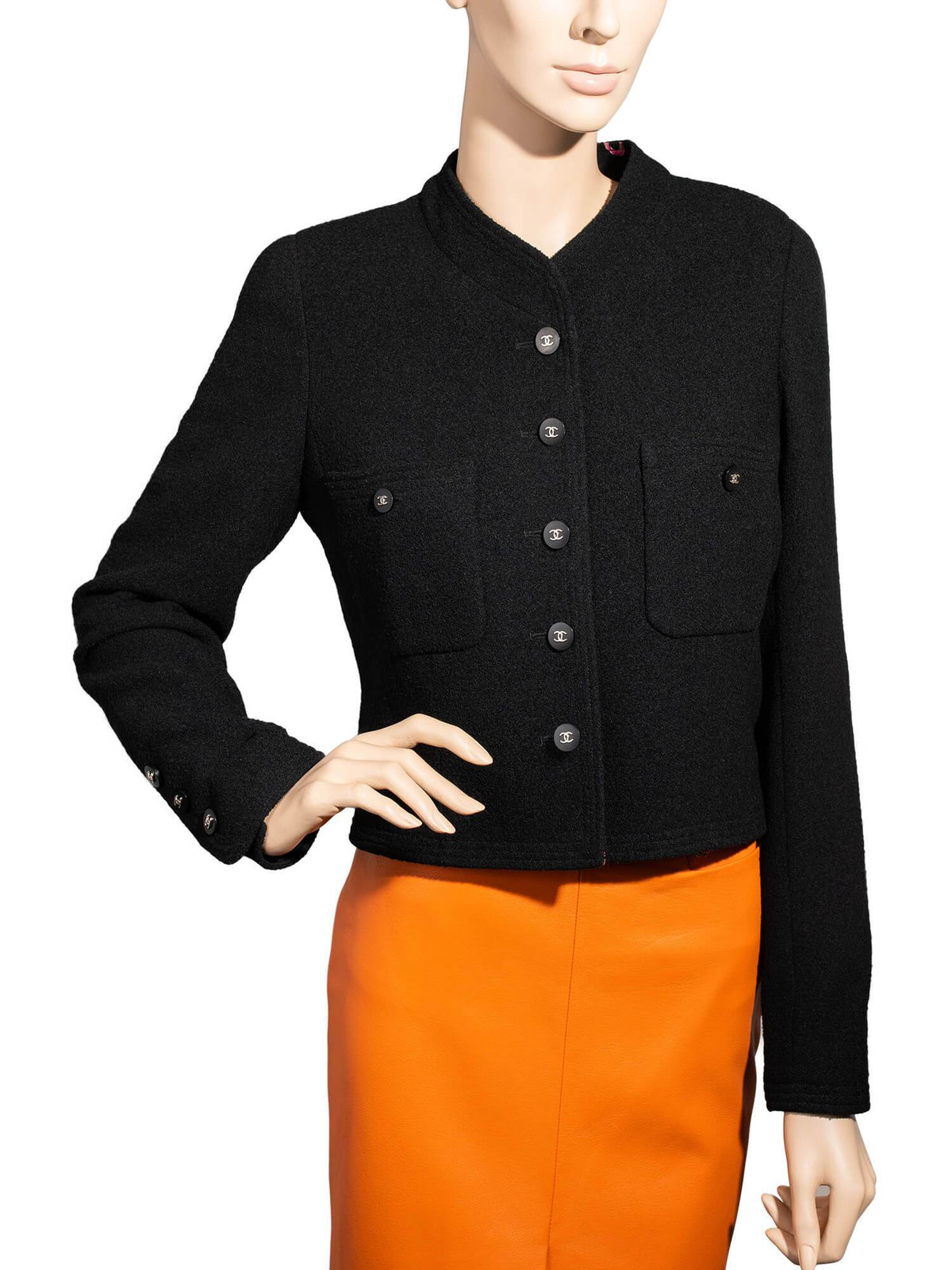 Chanel Wool Tweed Fitted Jacket Black