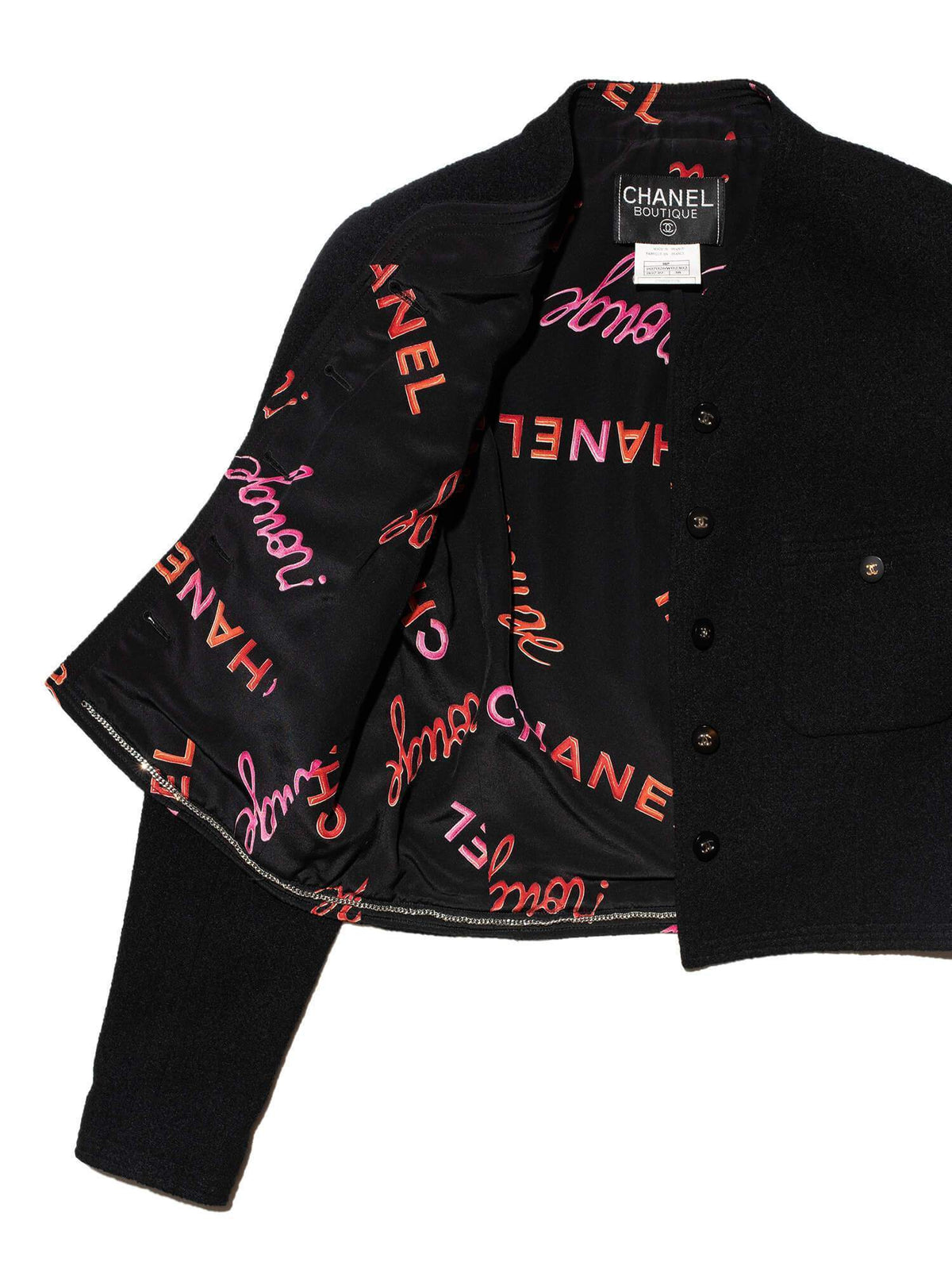 Chanel Wool Tweed Fitted Jacket Black