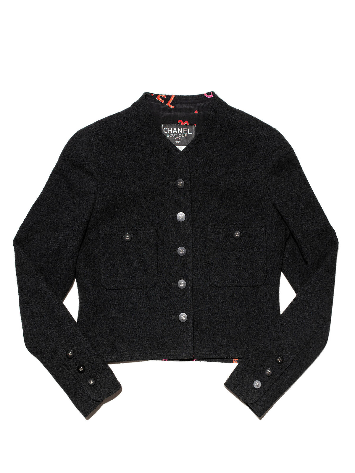 Chanel Wool Tweed Fitted Jacket Black