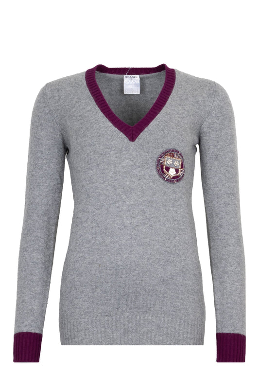 CHANEL 2007 Knit Top Cashmere Grey Purple