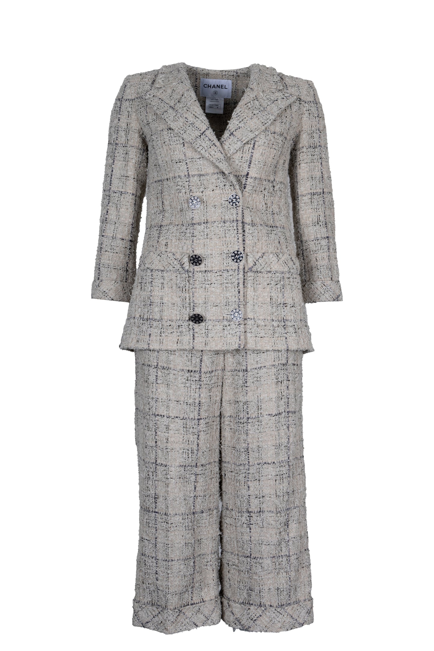 CHANEL 2016 Tweed Two Piece Ivory Blue