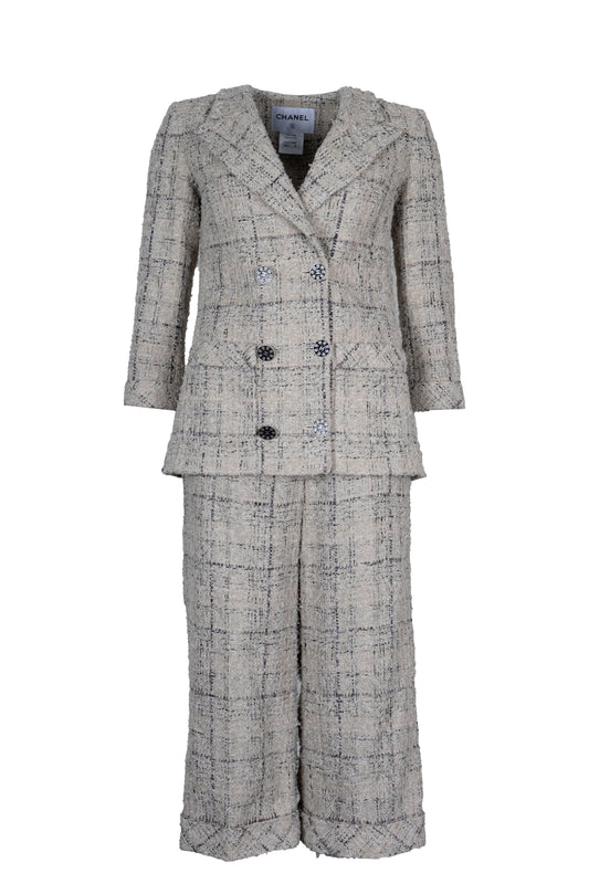 CHANEL 2016 Tweed Two Piece Ivory Blue