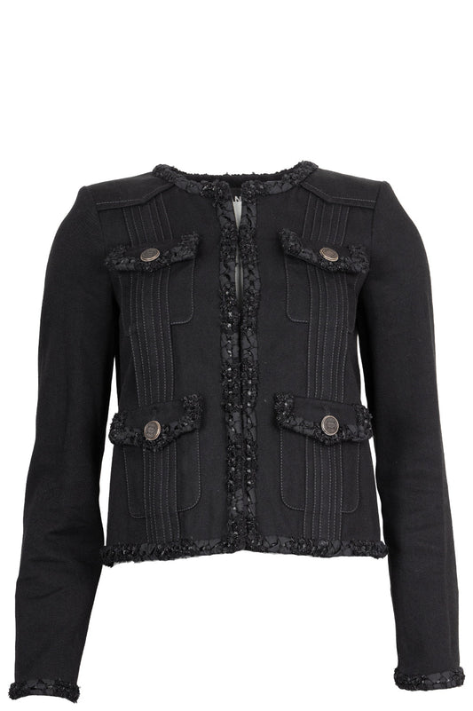 CHANEL 2017 Denim Tweed Jacket Black