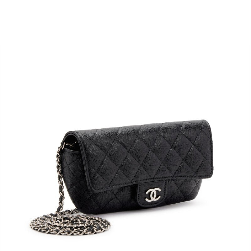 CHANEL QUILTED CAVIAR LEATHER GLASSES CHAIN CASE