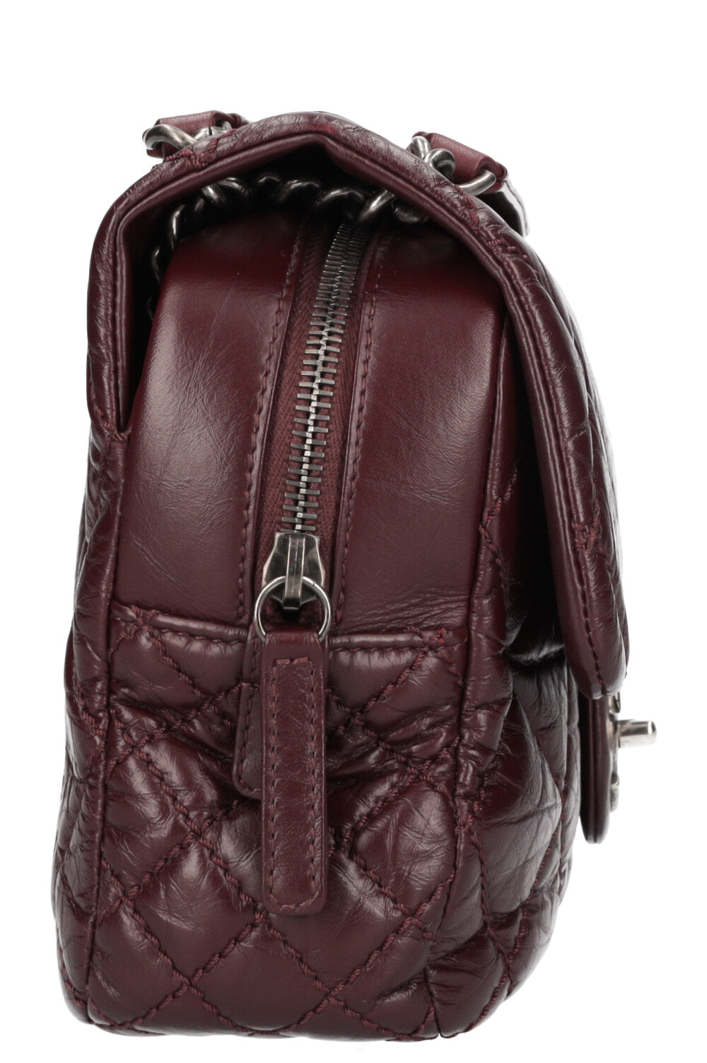 CHANEL Portobello Flap Bag Quilted Aged Calfskin Bordeaux