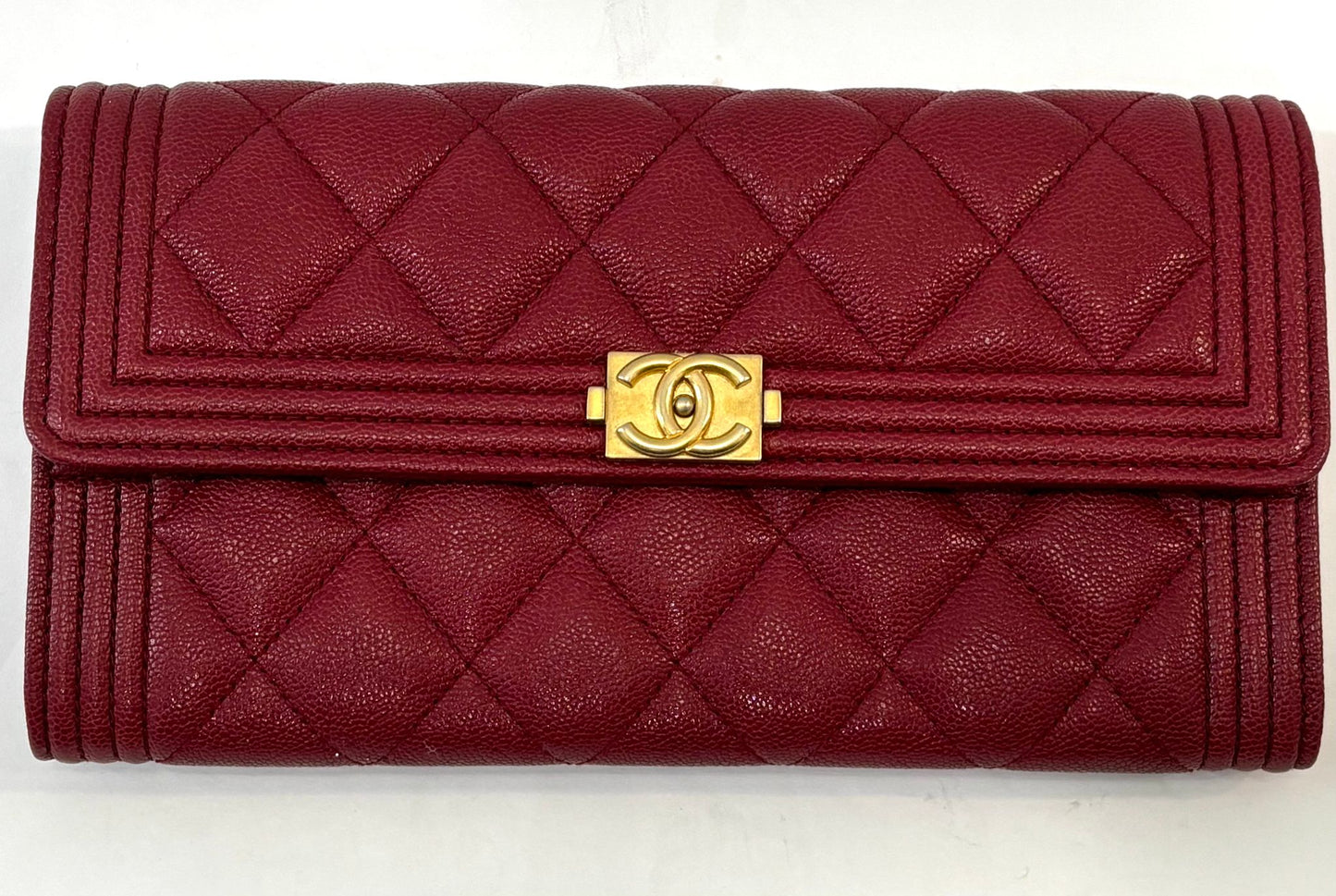 CHANEL CAVIAR QUILTED LEATHER LARGE BOY GUSSET  FLAP WALLET