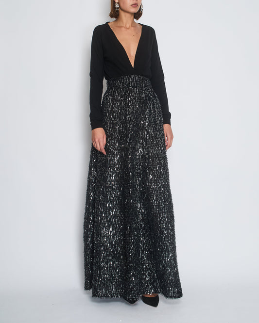 Chanel 20/S Black Mesh Appliqué Maxi Skirt Size FR 38 (UK 10)