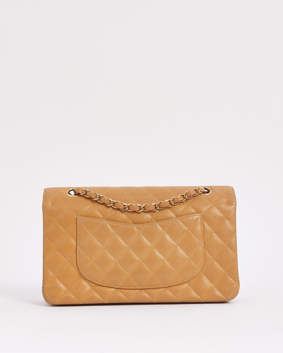 Chanel Vintage Beige Caviar Classic Double Flap Bag with Gold Hardware