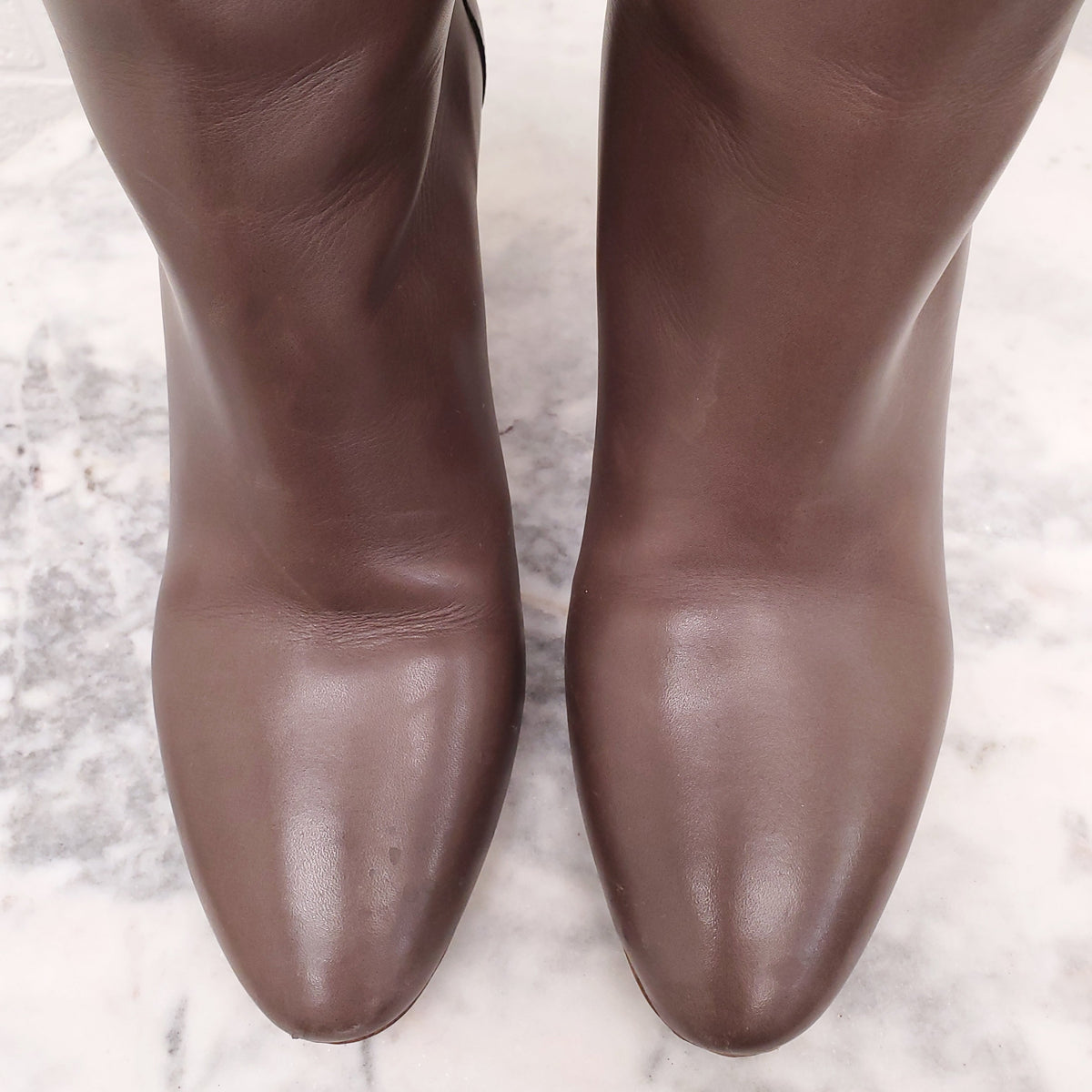 CHLOÉ BROWN LEATHER 'EVE 85MM' BOOTS - SIZE 38