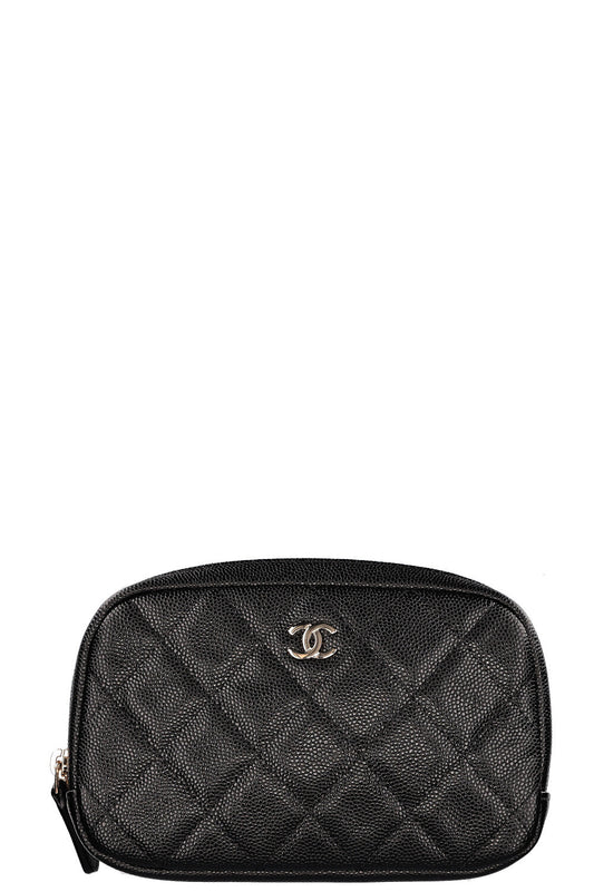 CHANEL Curvy Cosmetic Pouch Caviar Black