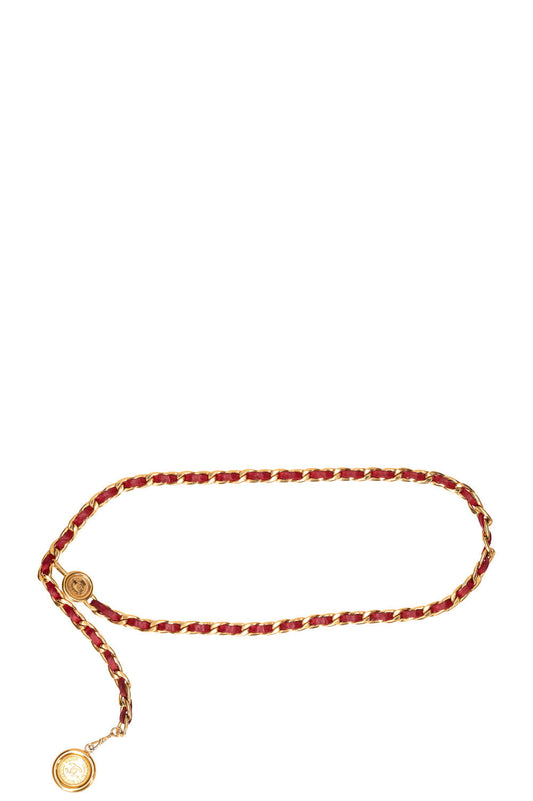 CHANEL Chain Belt with Medaillon Red