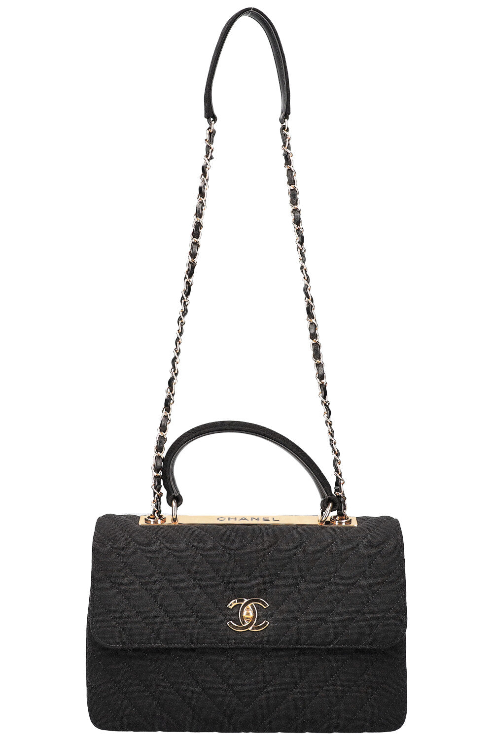 CHANEL Medium Trendy Bag Chevron Jersey Black