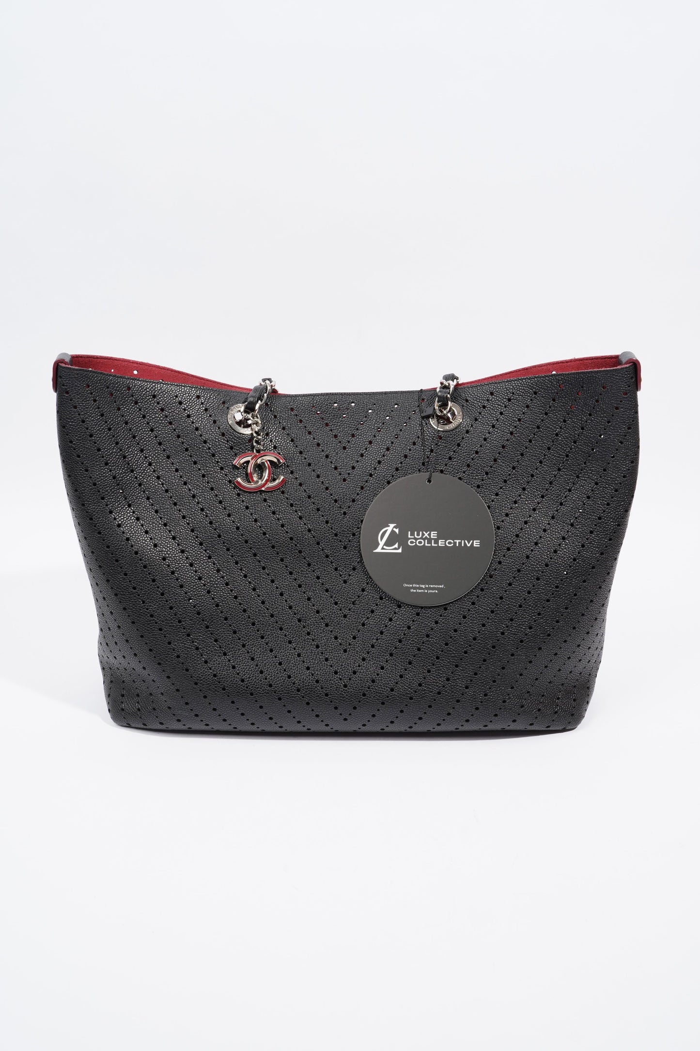 Chanel Shopping Tote Perforated Black Caviar Leather