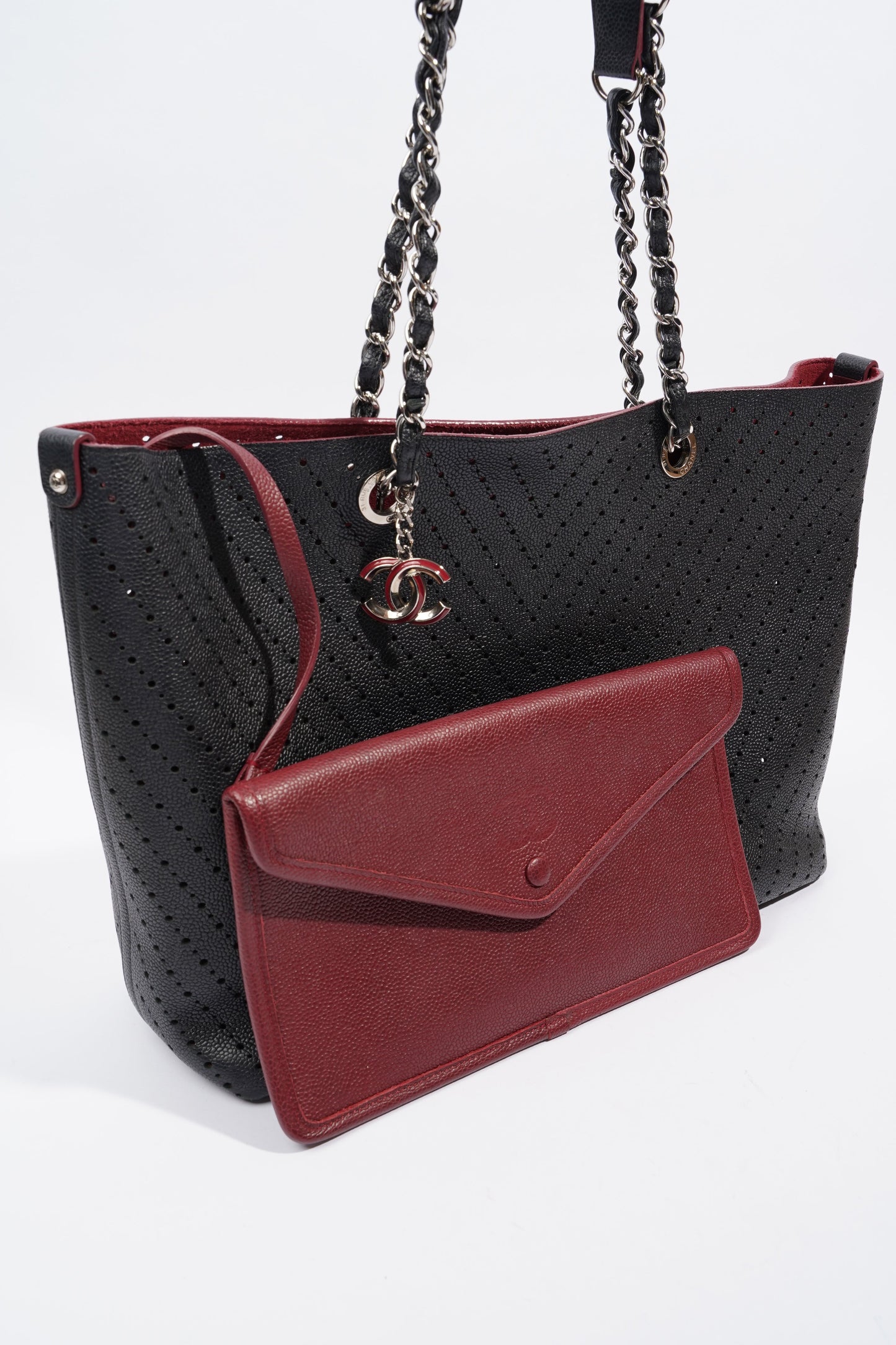 Chanel Shopping Tote Perforated Black Caviar Leather