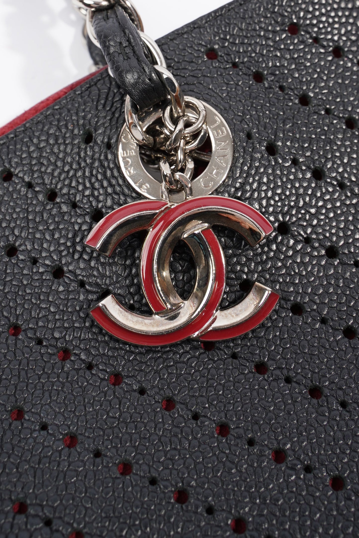 Chanel Shopping Tote Perforated Black Caviar Leather