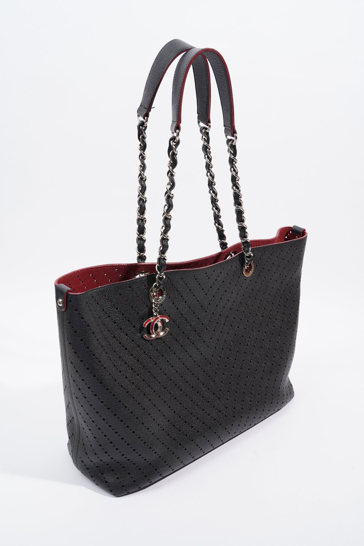 Chanel Shopping Tote Perforated Black Caviar Leather