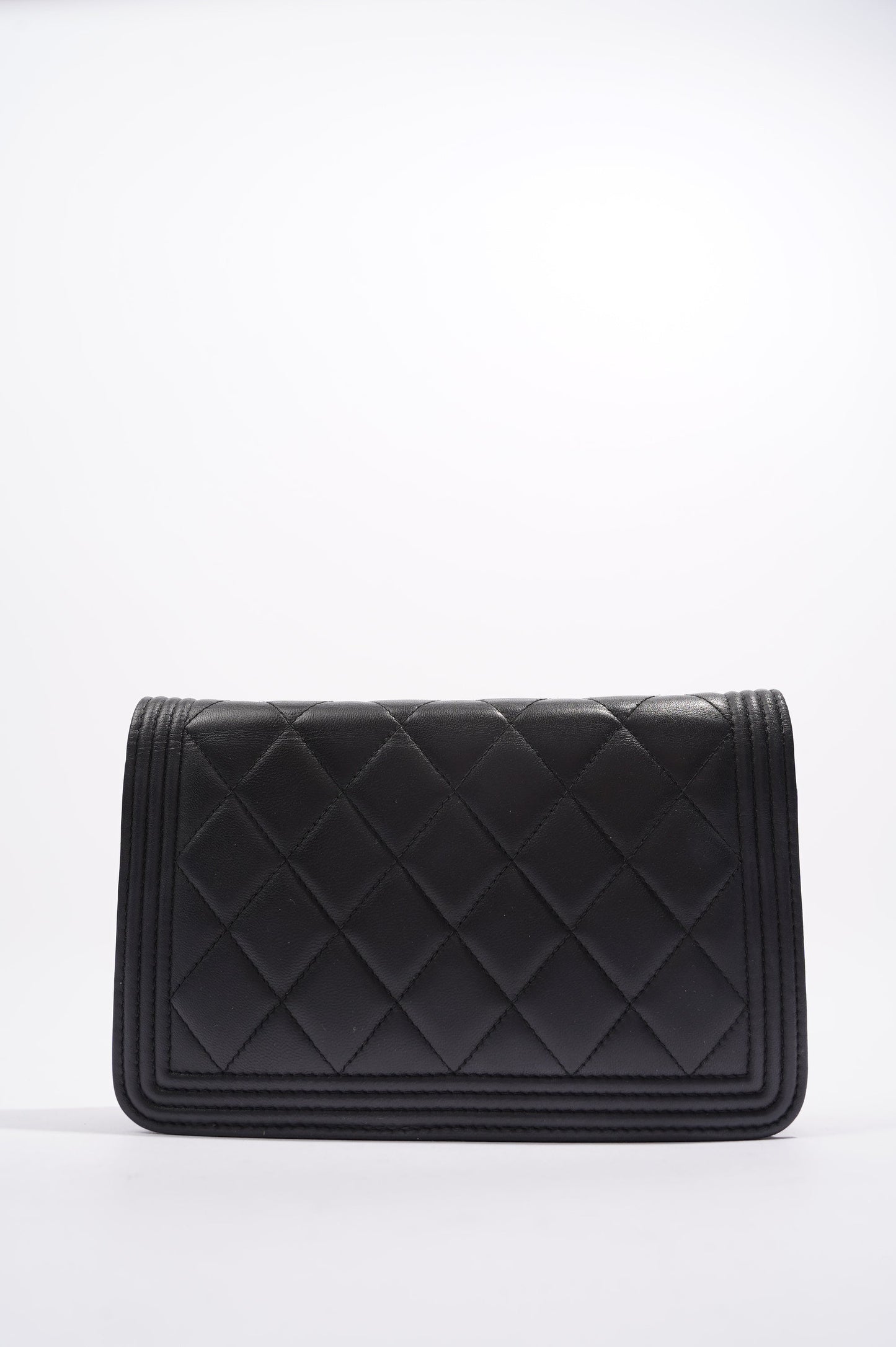 Chanel Boy Wallet On Chain Black Lambskin Leather One Size