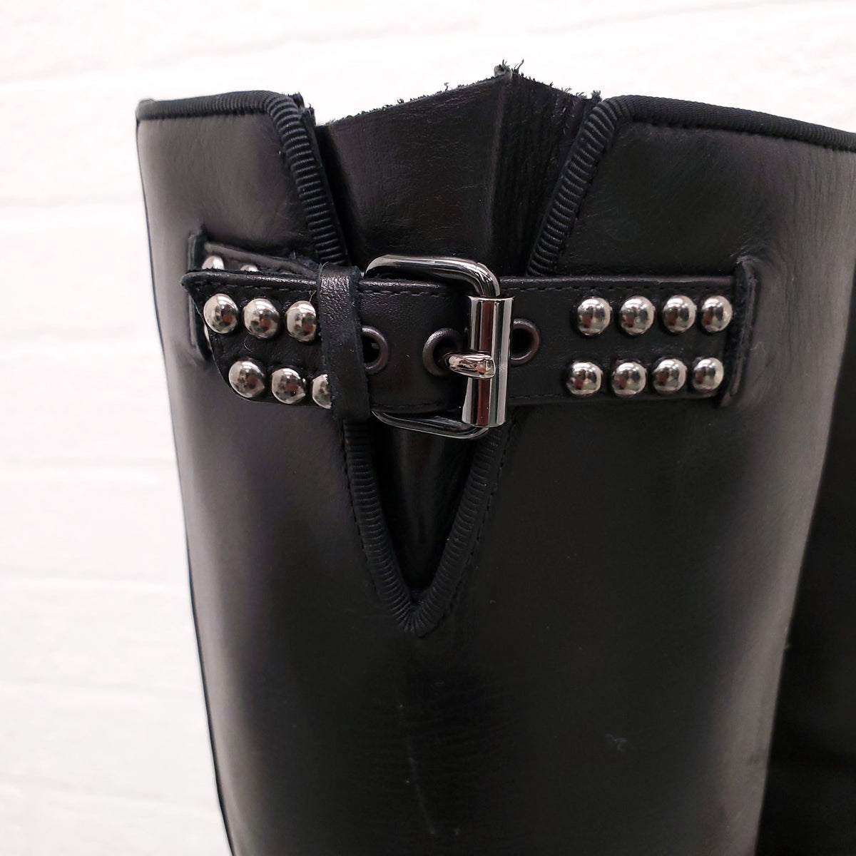 CHRISITIAN LOUBOUTIN MOTO STUD FLAT BOOTS - SIZE 38