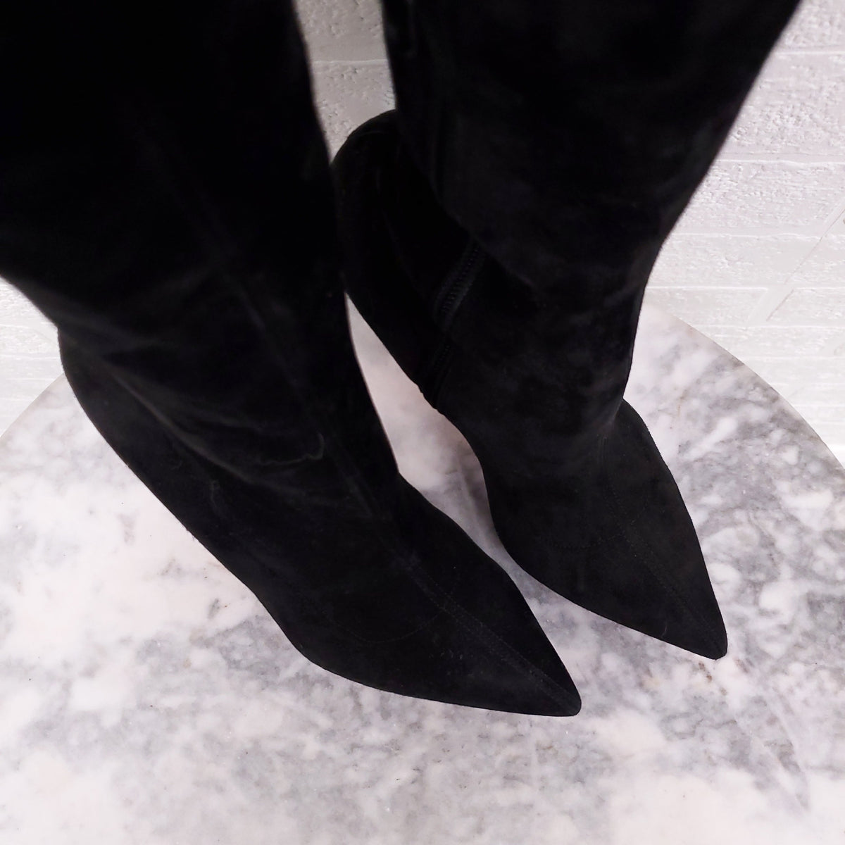 CHRISTIAN LOUBOUTIN BLACK SUEDE KNEE HIGH BOOTS - SIZE 35.5