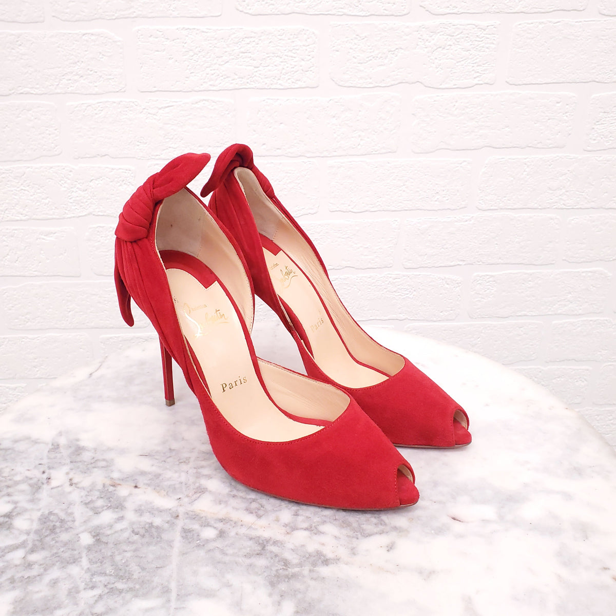 CHRISTIAN LOUBOUTIN SUEDE RED HEELS - SIZE 40