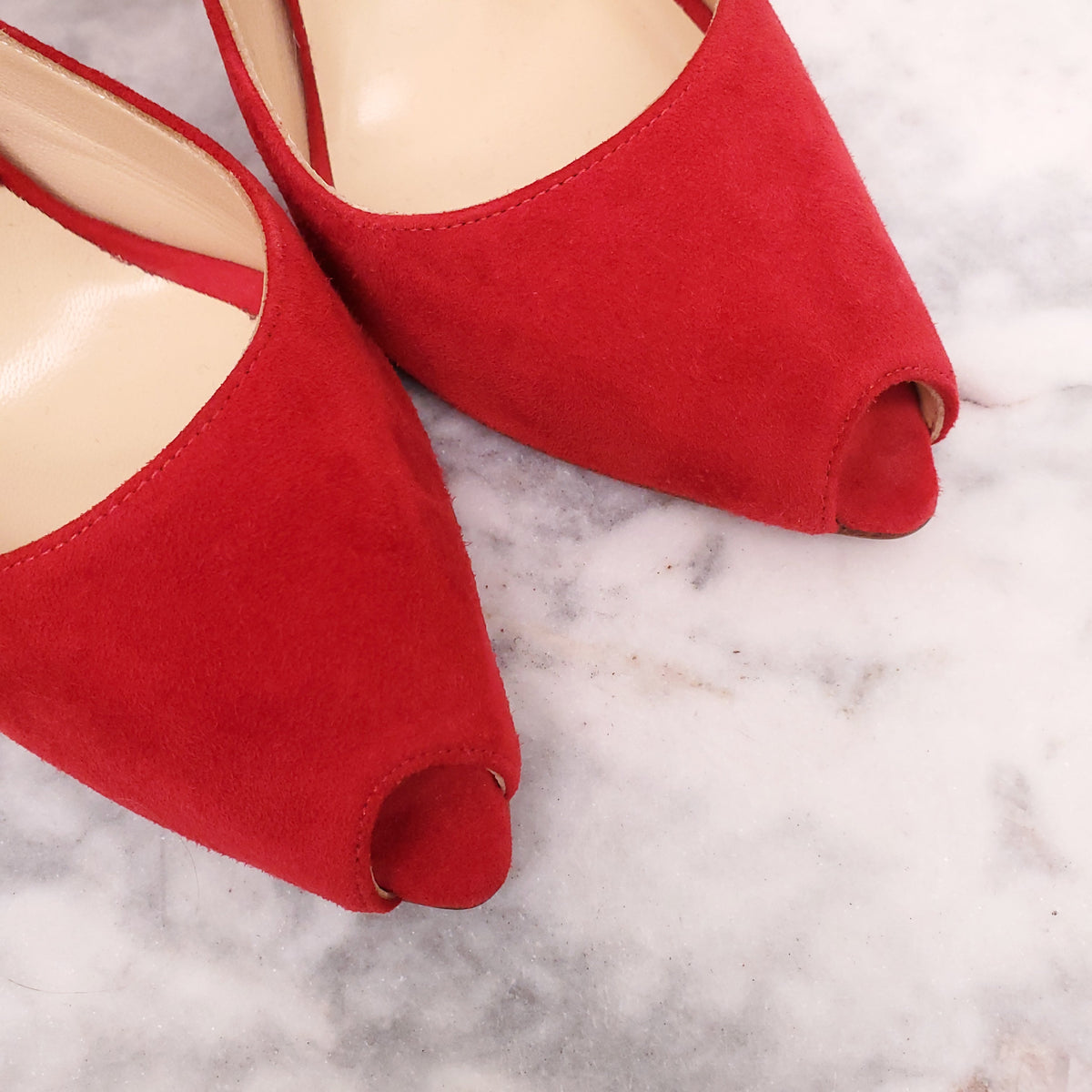 CHRISTIAN LOUBOUTIN SUEDE RED HEELS - SIZE 40