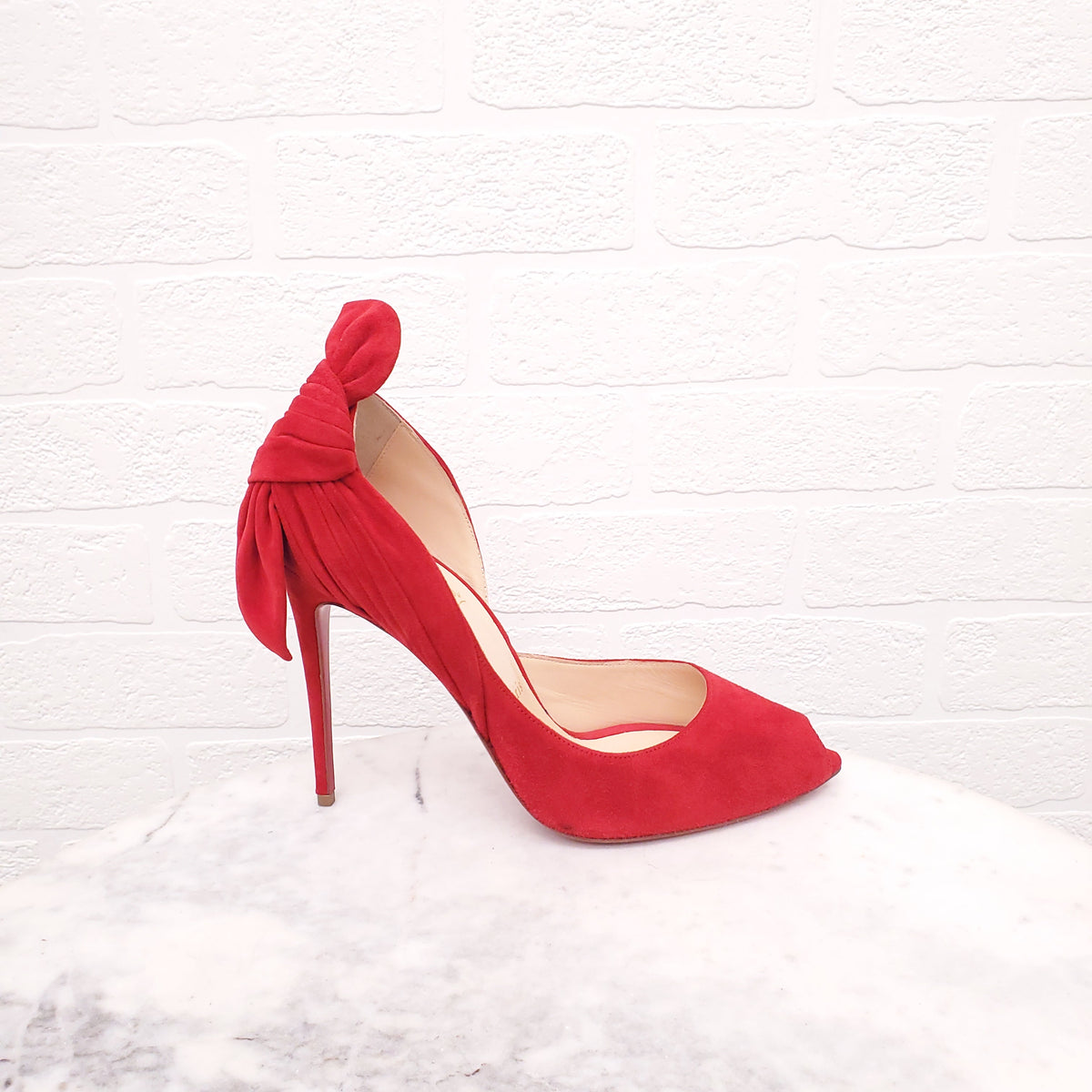 CHRISTIAN LOUBOUTIN SUEDE RED HEELS - SIZE 40