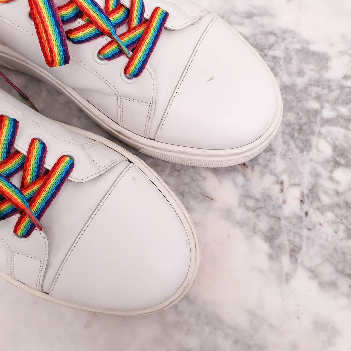 CHRISTIAN LOUBOUTIN WHITE RAINBOW SNEAKERS - SIZE 37.5