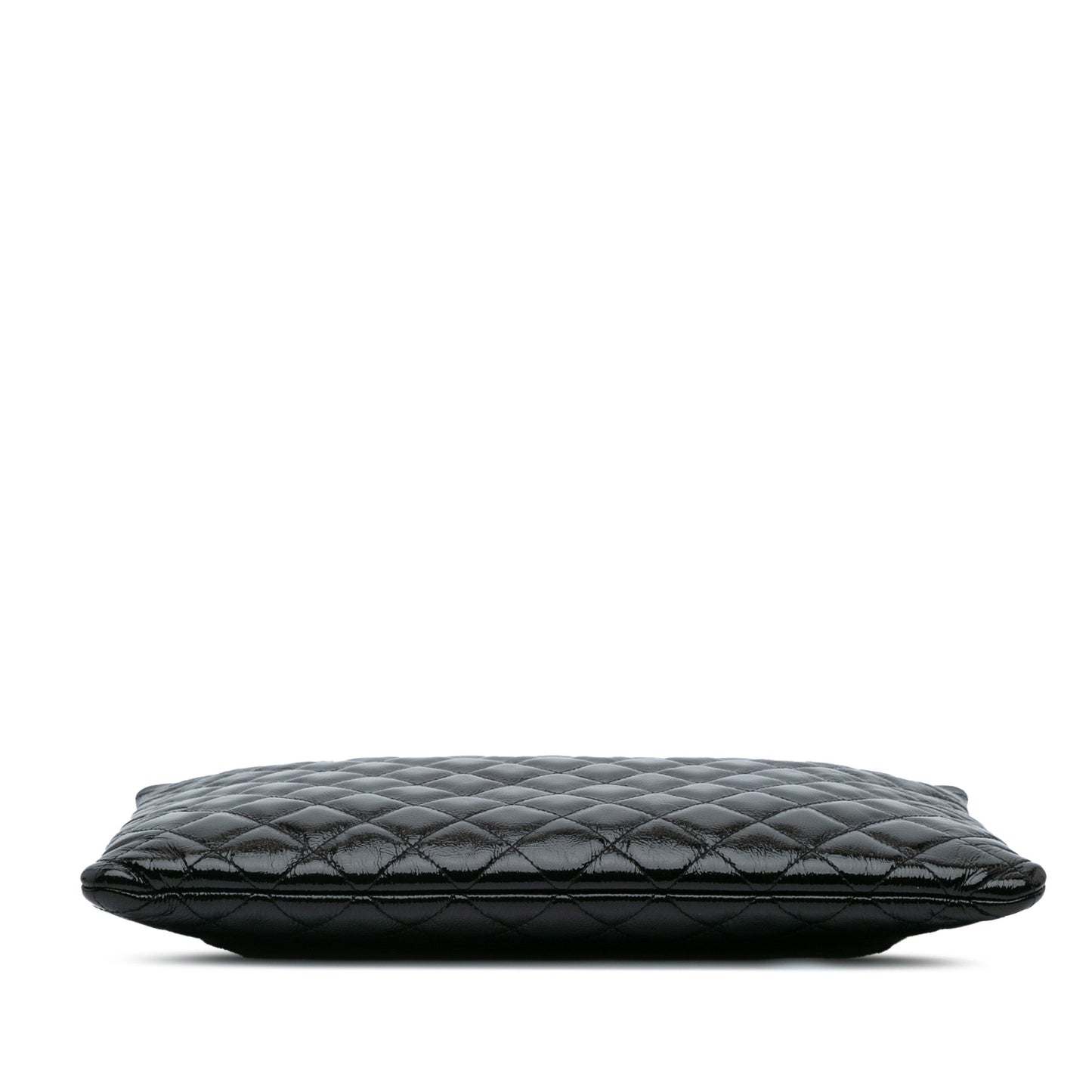 Black Chanel Large Crinkled Patent O Case Clutch