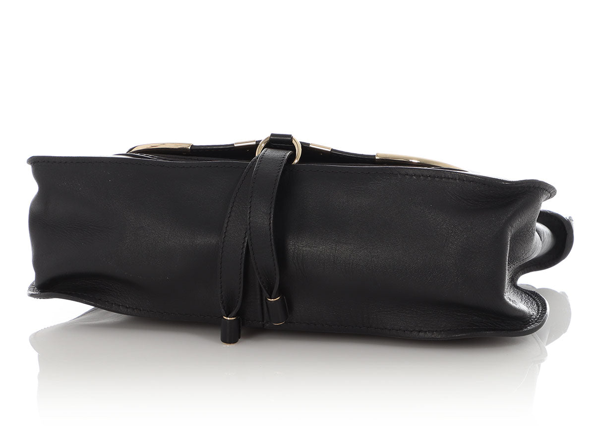 Chloé Medium Black Metal Trim Marcie Shoulder Bag