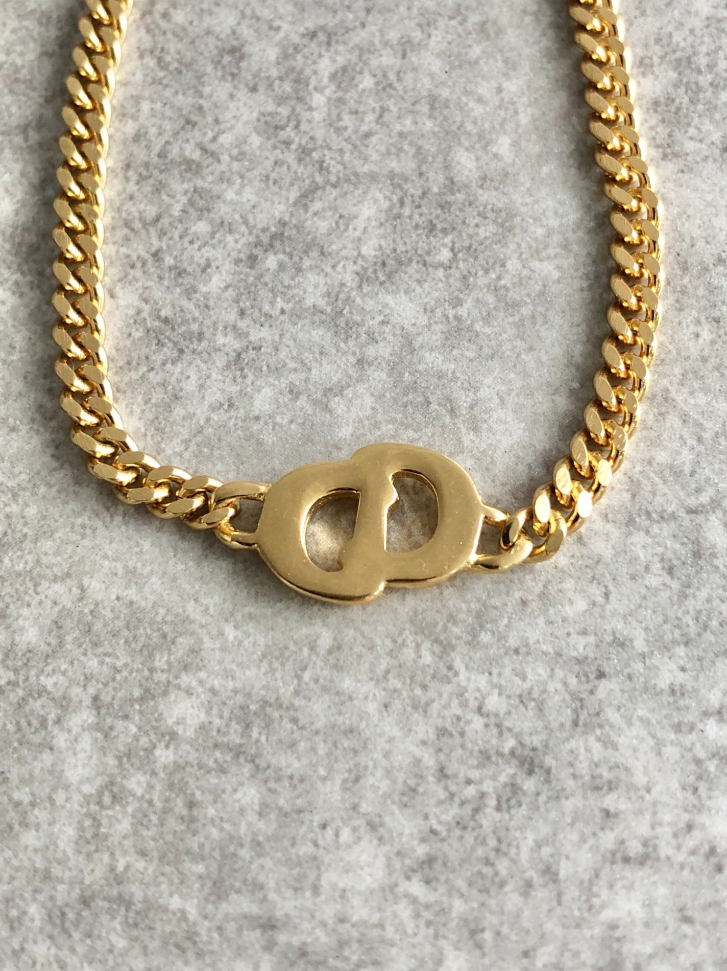 Christian Dior CD Logo Rhinestone Bracelet Gold Vintage wxhykw